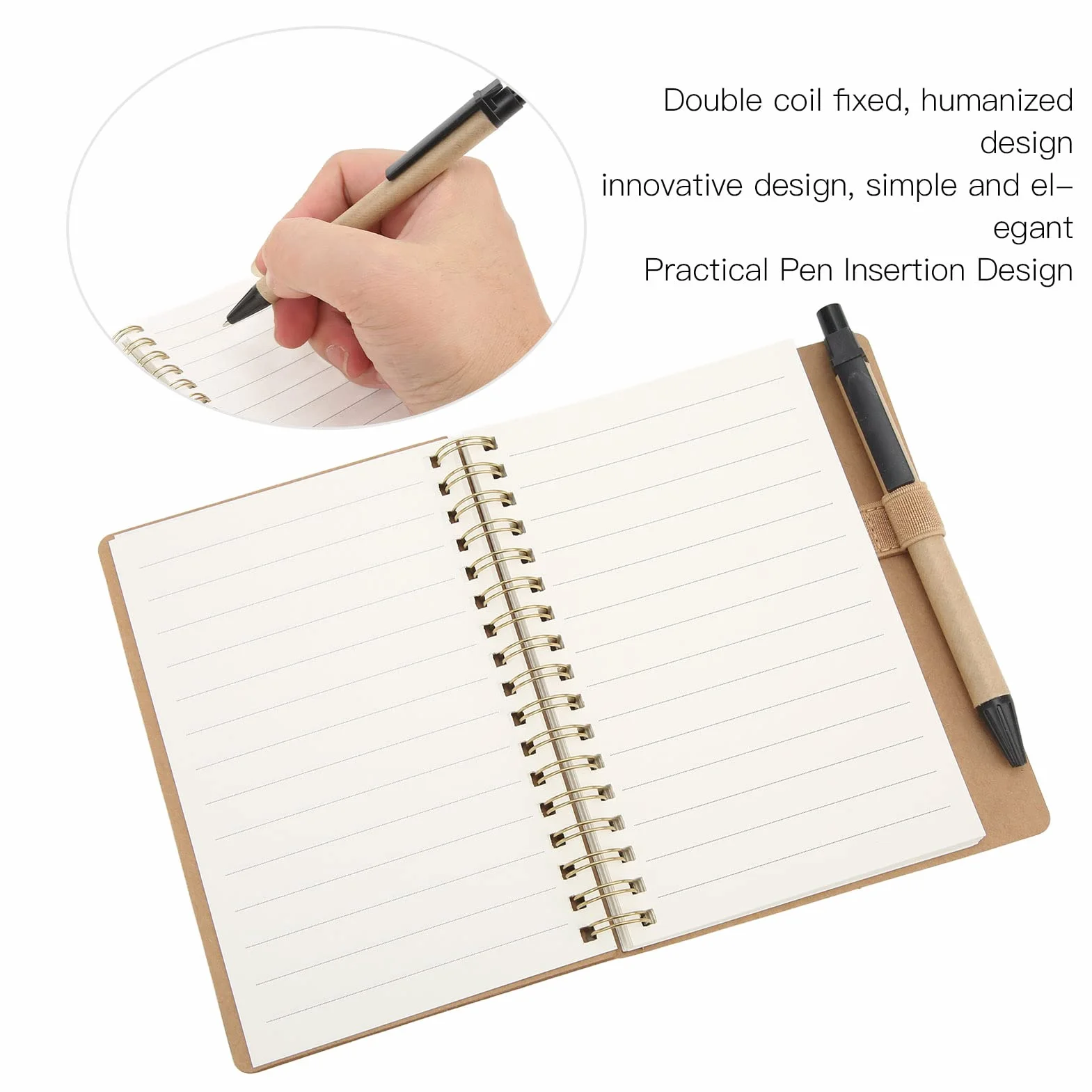 Cahier à spirale ligné couverture kraft 5x6 pouces bloc-notes steno business café