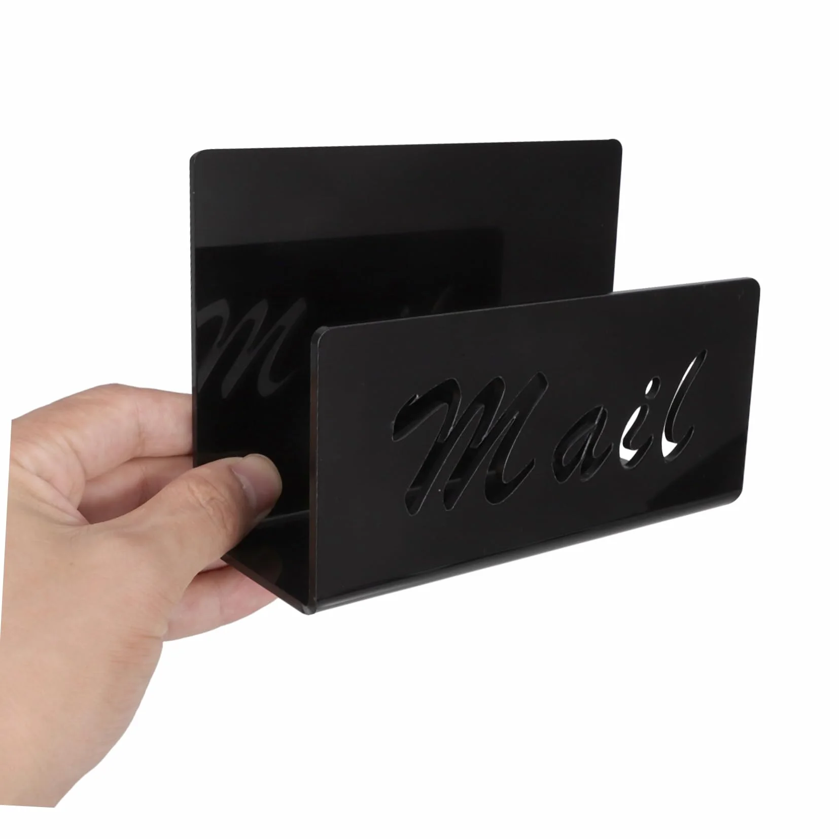 NUOBESTY Organisateur de Bureau en Acrylique Noir Porte-courrier Trieuse de Lettres pour Documents et Courrier