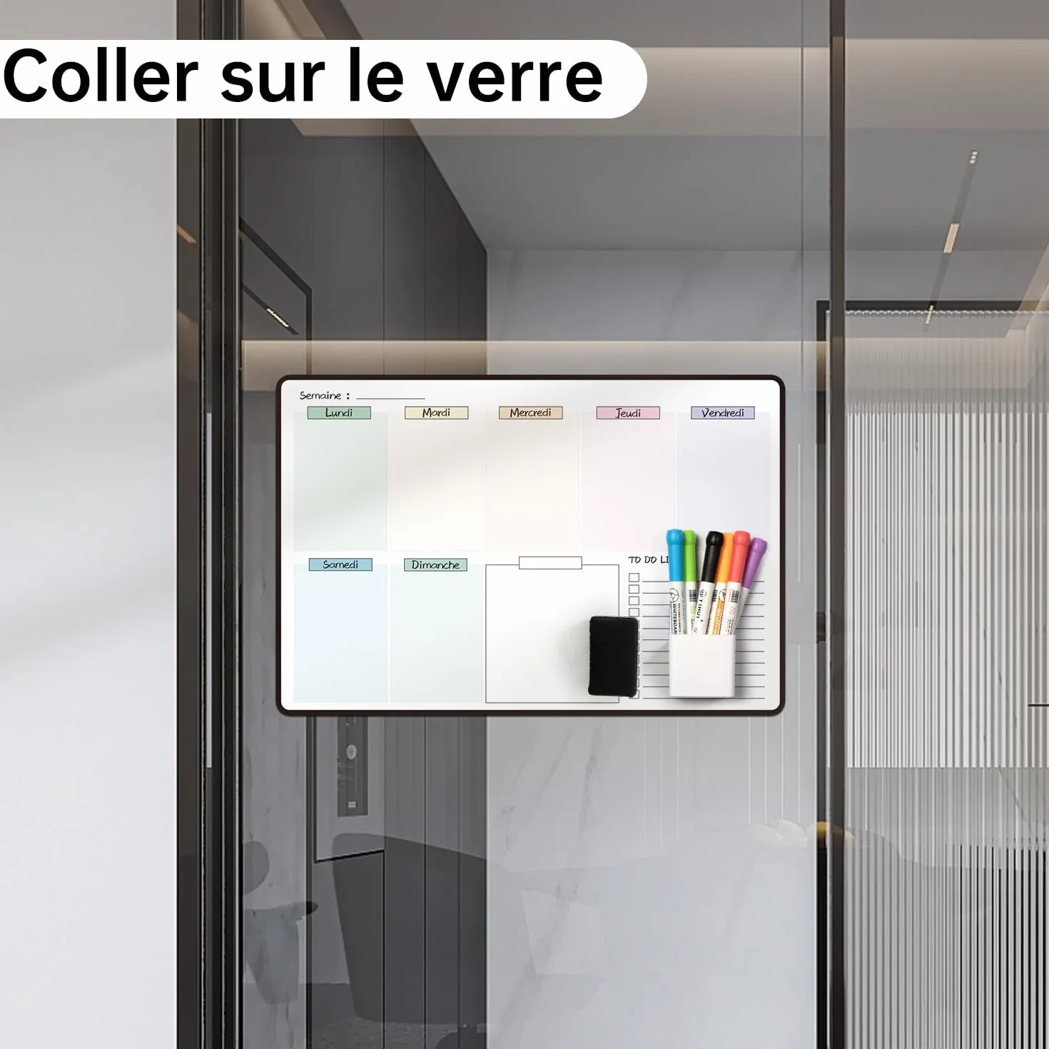MCCORL Calendrier Adhésif Tableau Blanc Planning Mural 42×28cm Effaçable Planificateur Semainier Menus Repas Hebdomadaire