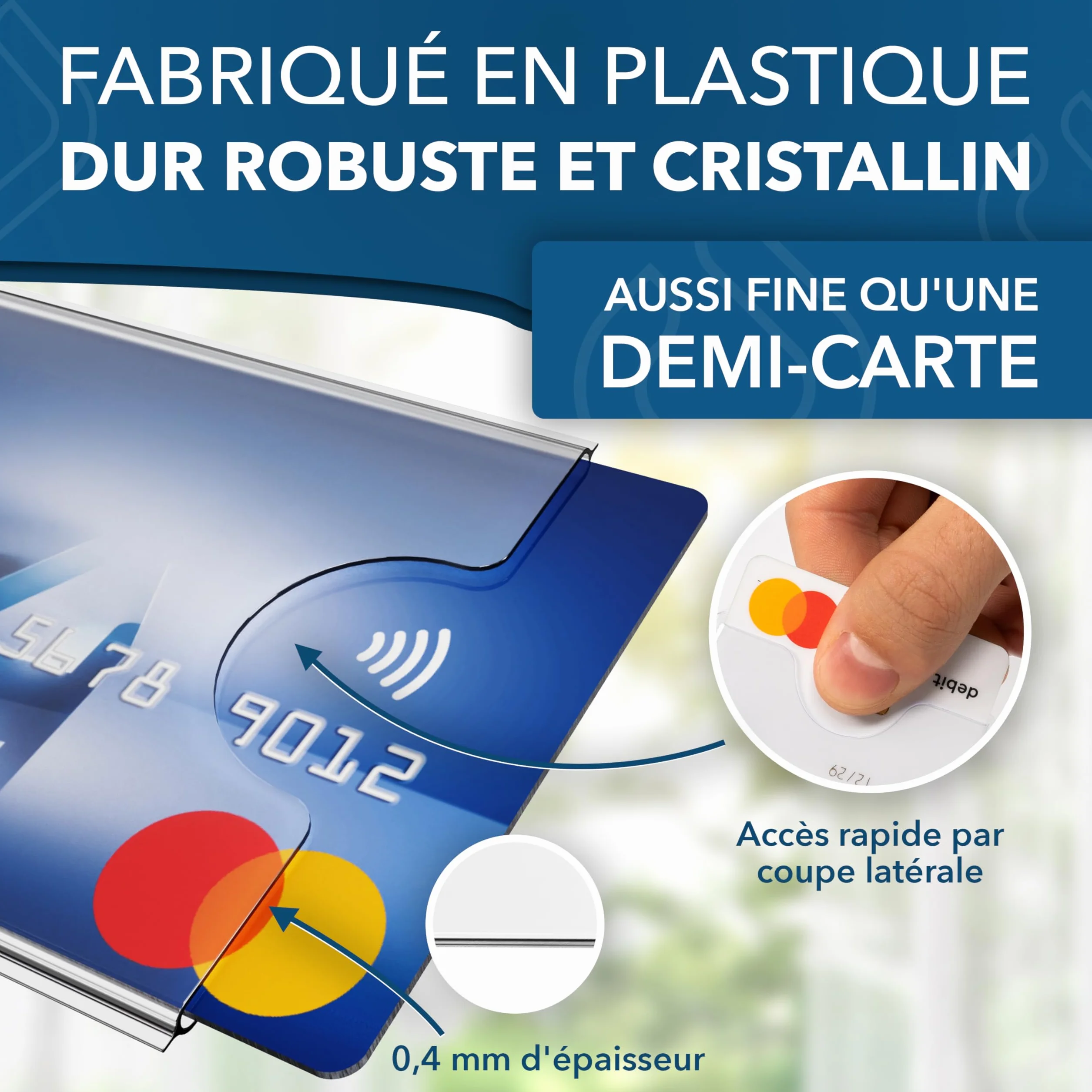 Étui Porte-Carte Bancaire Transparent Rigide 10 Pièces - Protège Carte Navigo, Identité, Vitale & Bus