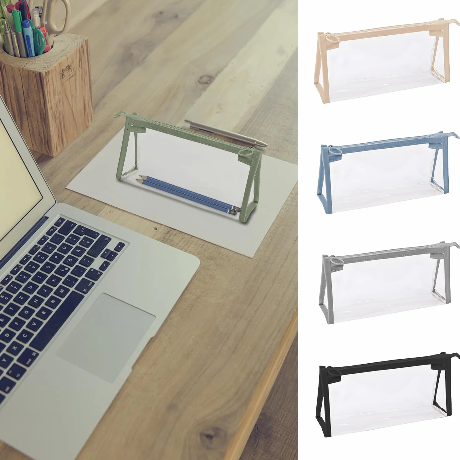Lot de 10 trousses transparentes avec fermeture éclair pour crayons, maquillage, articles de toilette, multicolore, 22 x 6 x 10 cm, Organiseur