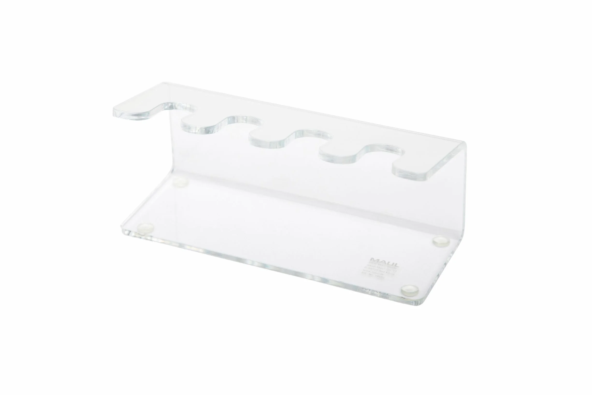 MAUL Porte Tampon en Acrylique 15,5 x 6,4 x 7 cm Organiseur Bureau 4 Tampons Transparent