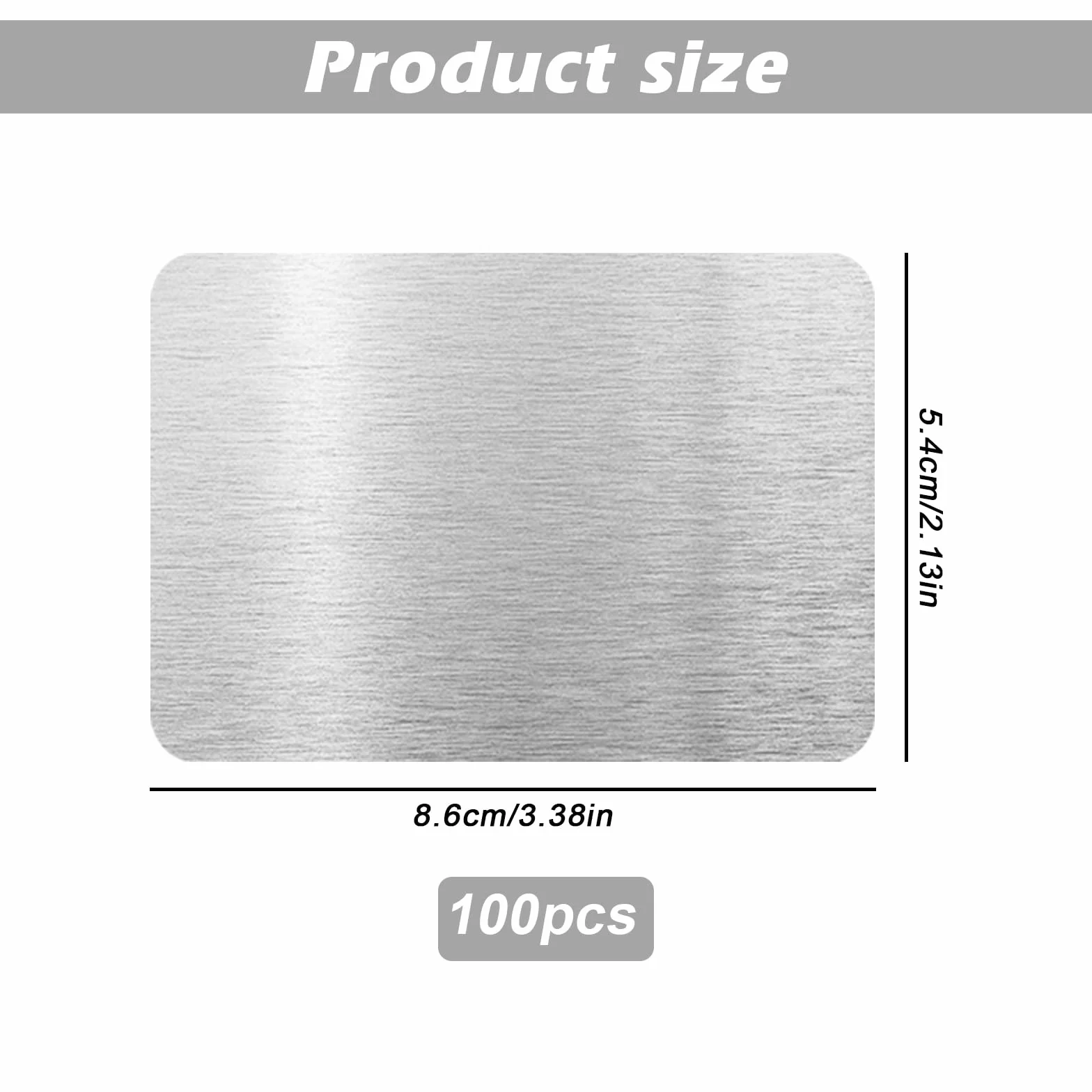 Sporgo Lot de 100 cartes de visite en métal, 8,6 x 5,4 cm, 0,21 mm, argent, alliage d'aluminium, vierges, gravées au laser