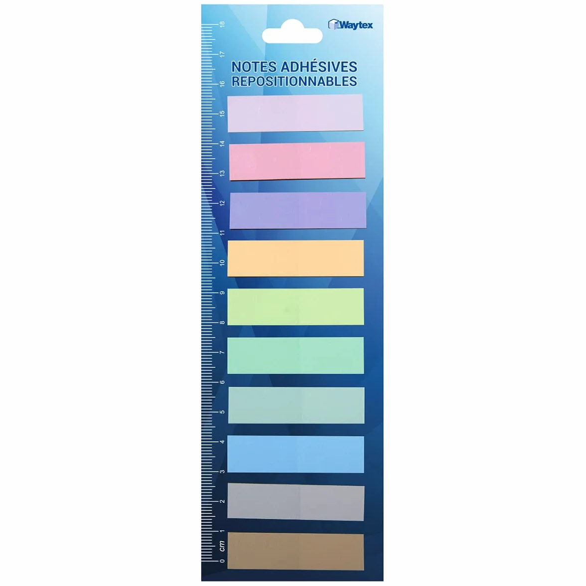 WAYTEX 200 Marque-pages adhésifs repositionnables plastifiés 10 couleurs 45 x 12 mm