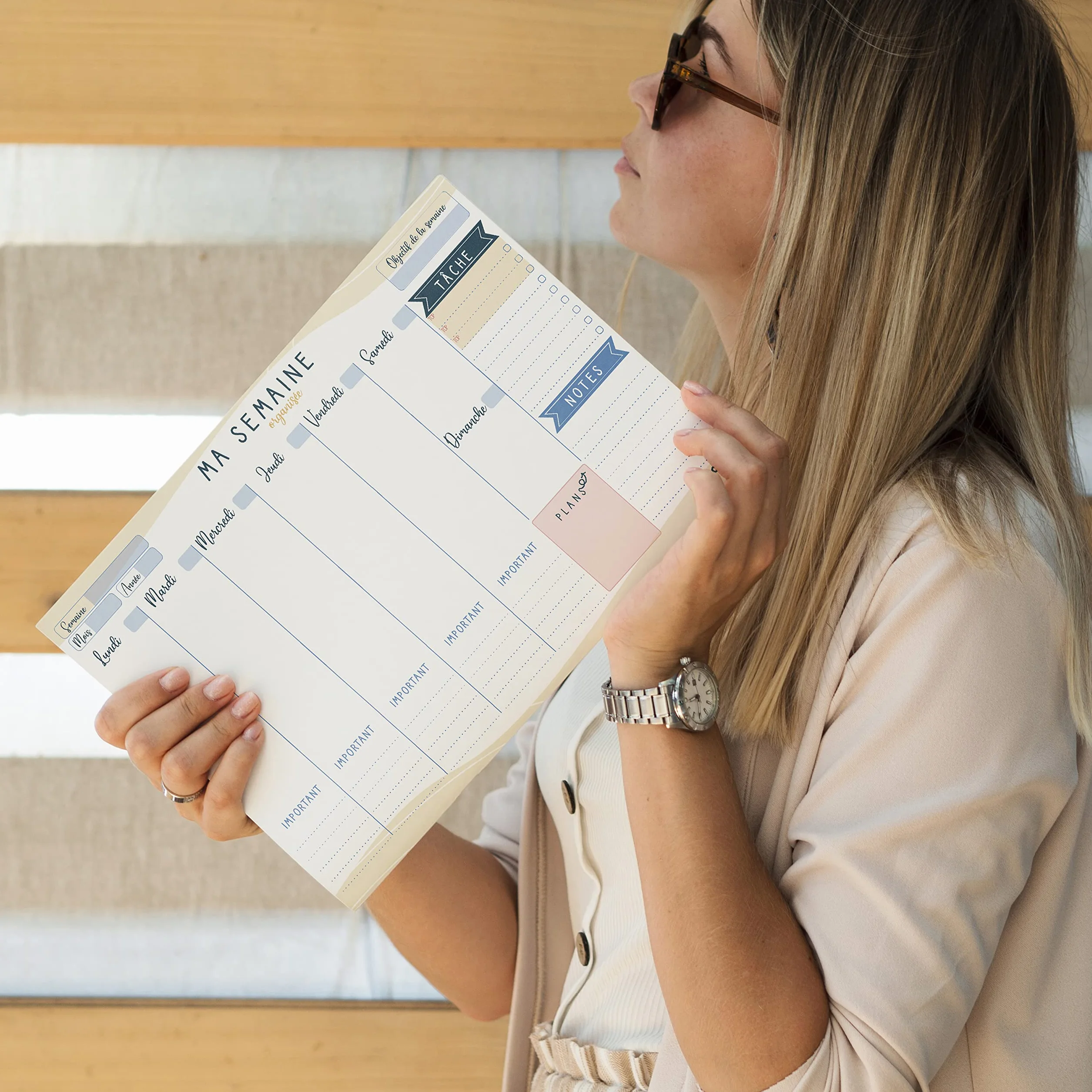 Planning Semaine A4 - Planificateur Semainier, Agenda Planner To Do List Bloc Note Francais - Planning Hebdomadaire Design Exclusif