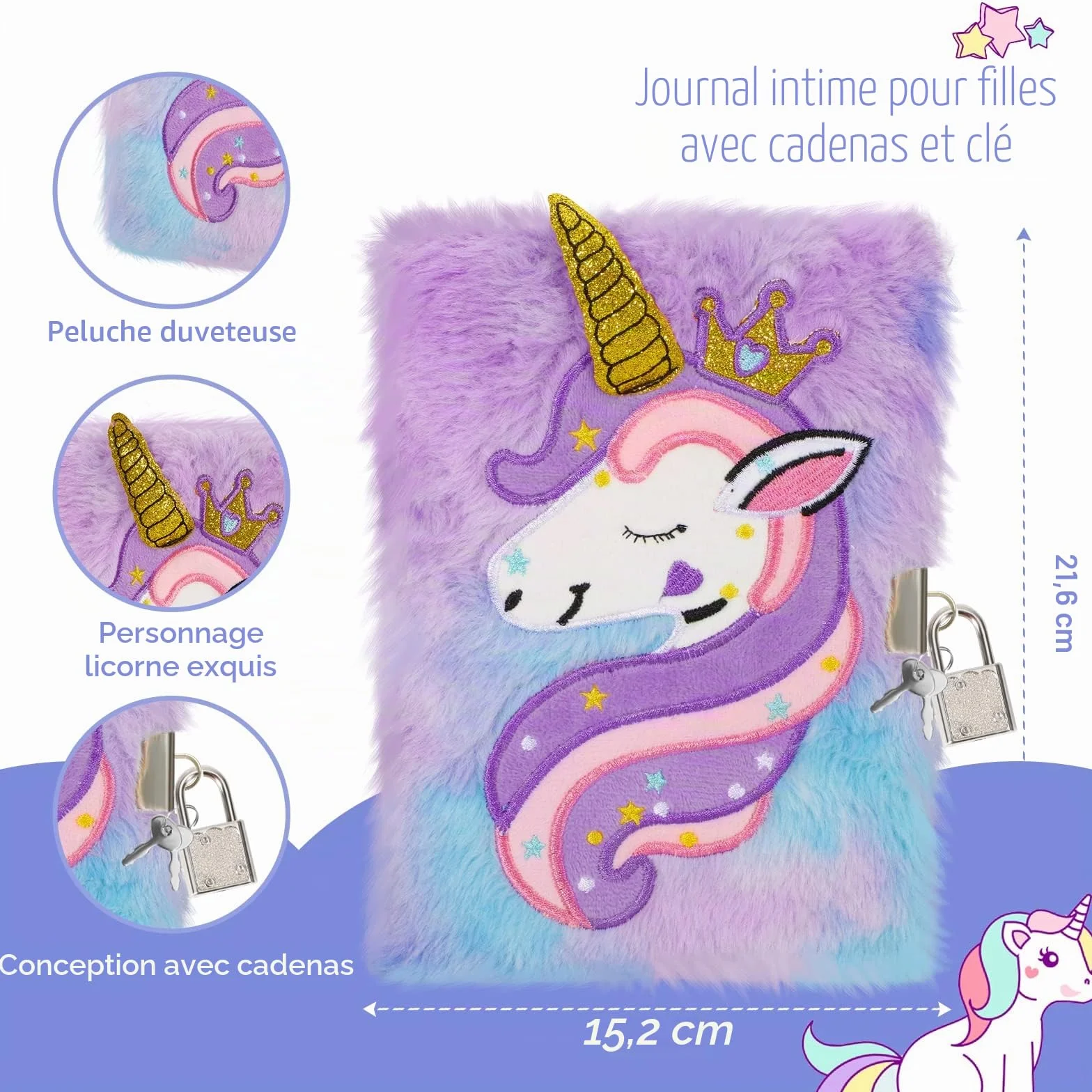 Journal Intime Fille 6 Pièces Carnet Secret Licorne Enfant avec Cadenas et Clé A5 160 Pages