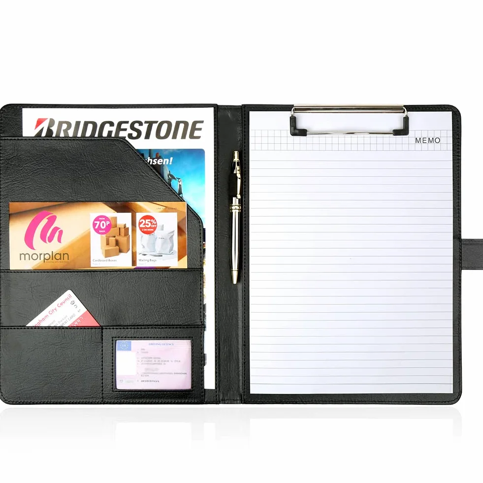 H & S A4 Porte-bloc Conférencier Bloc-notes Padfolio Legal Document Folio Coque Business simili cuir Sac Portefeuille Dépliant Presse papier