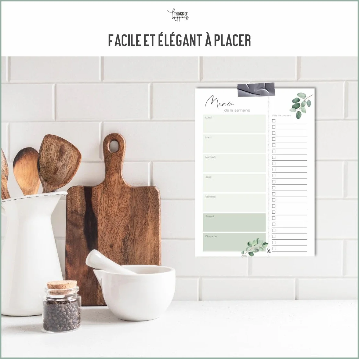 Planificateur de menus A5 Eucalyptus 50 feuilles Bloc de planification des repas