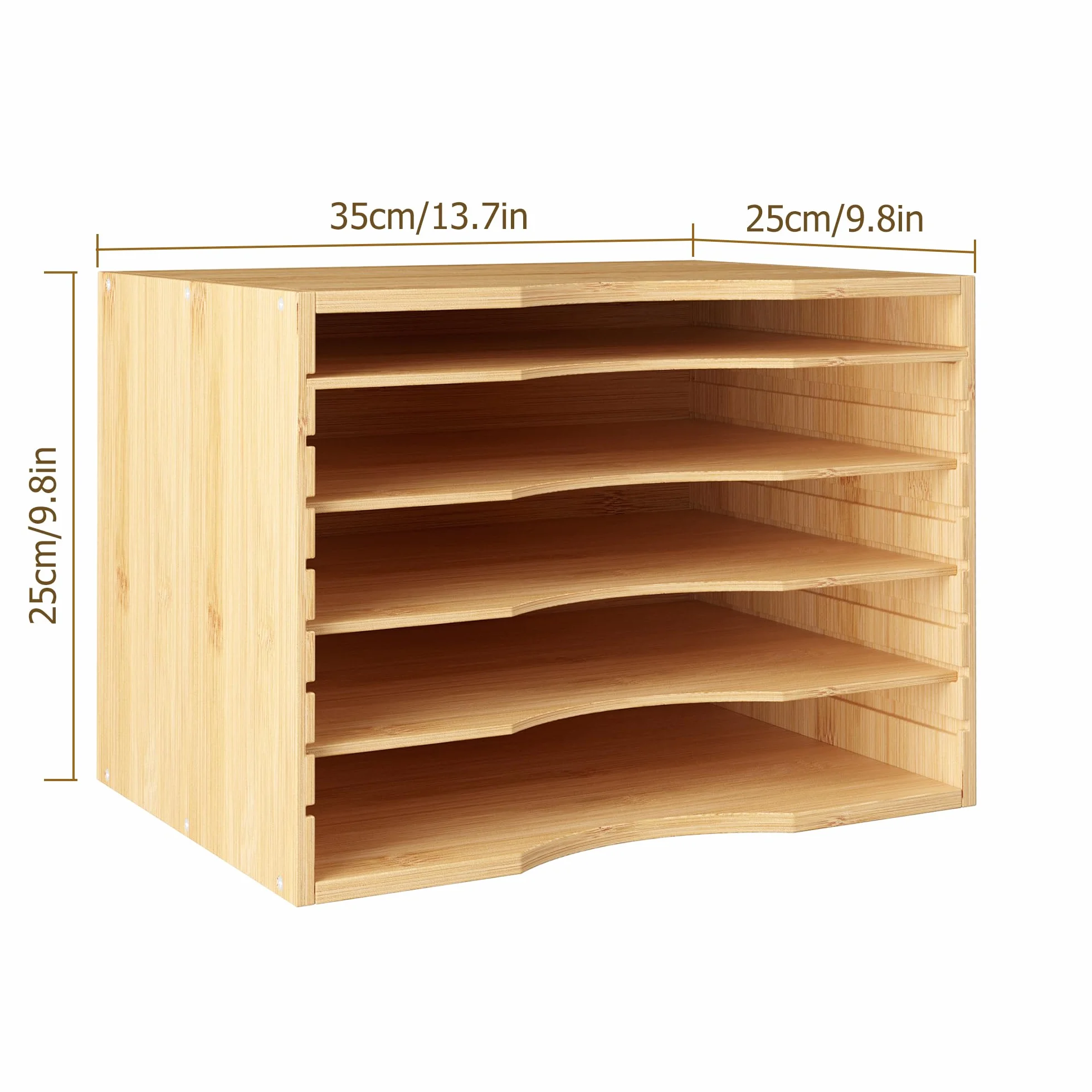 FOREHILL Organisateur de Bureau en Bambou 5 Couches Rangement Documents 36x25x26cm