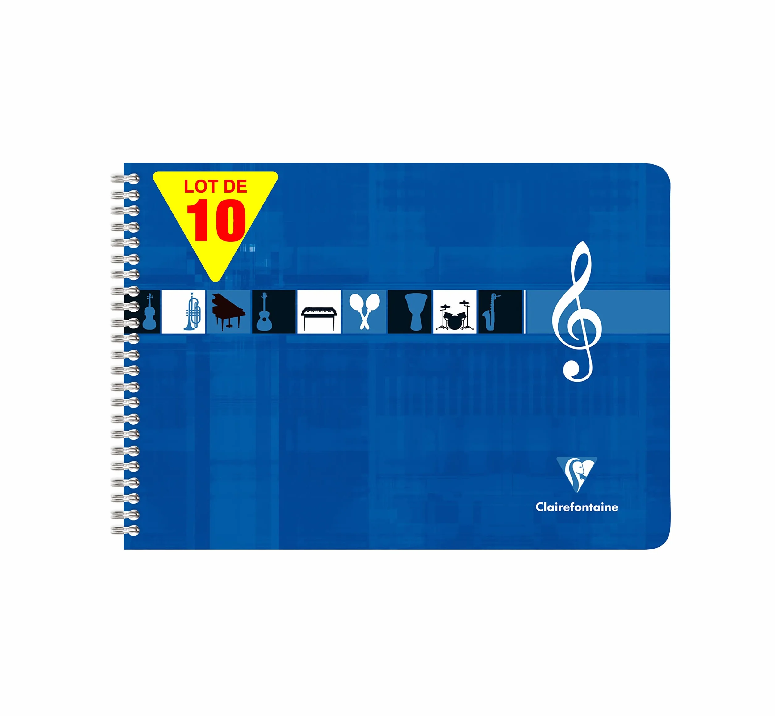 Clairefontaine 8104C Lot de 10 Cahiers de Musique A4 21x29,7 cm 50 Pages 8 Portées Papier Blanc 90 g
