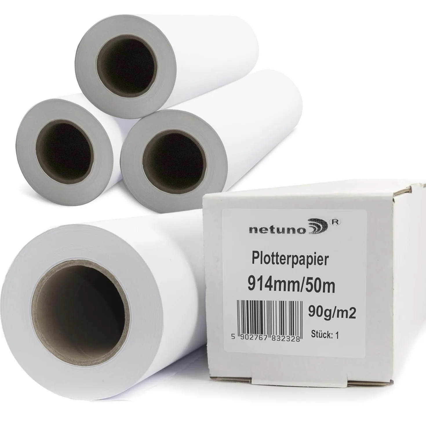 Papier plotter technique Netuno 90g 914 mm x 50 m 2 pouces 4 rouleaux