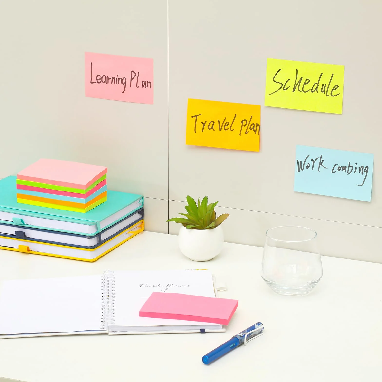Lot de 480 grandes feuilles de notes adhésives 76 x 127 mm, 6 couleurs, 80 feuilles/bloc