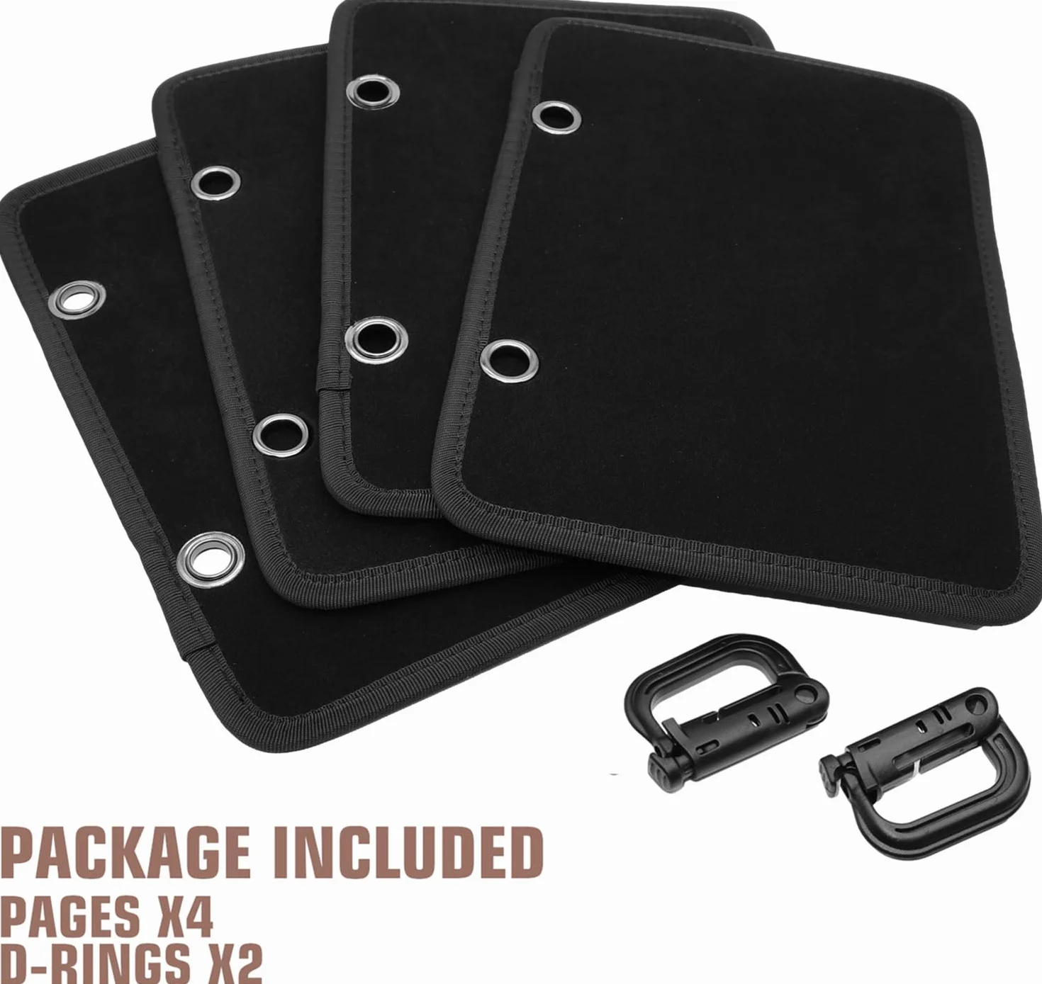 Livret de Patchs 4 Pages Rabattables, Organiseur de Badges Tactiques avec Classeurs à D-Buckles Amovibles Noir
