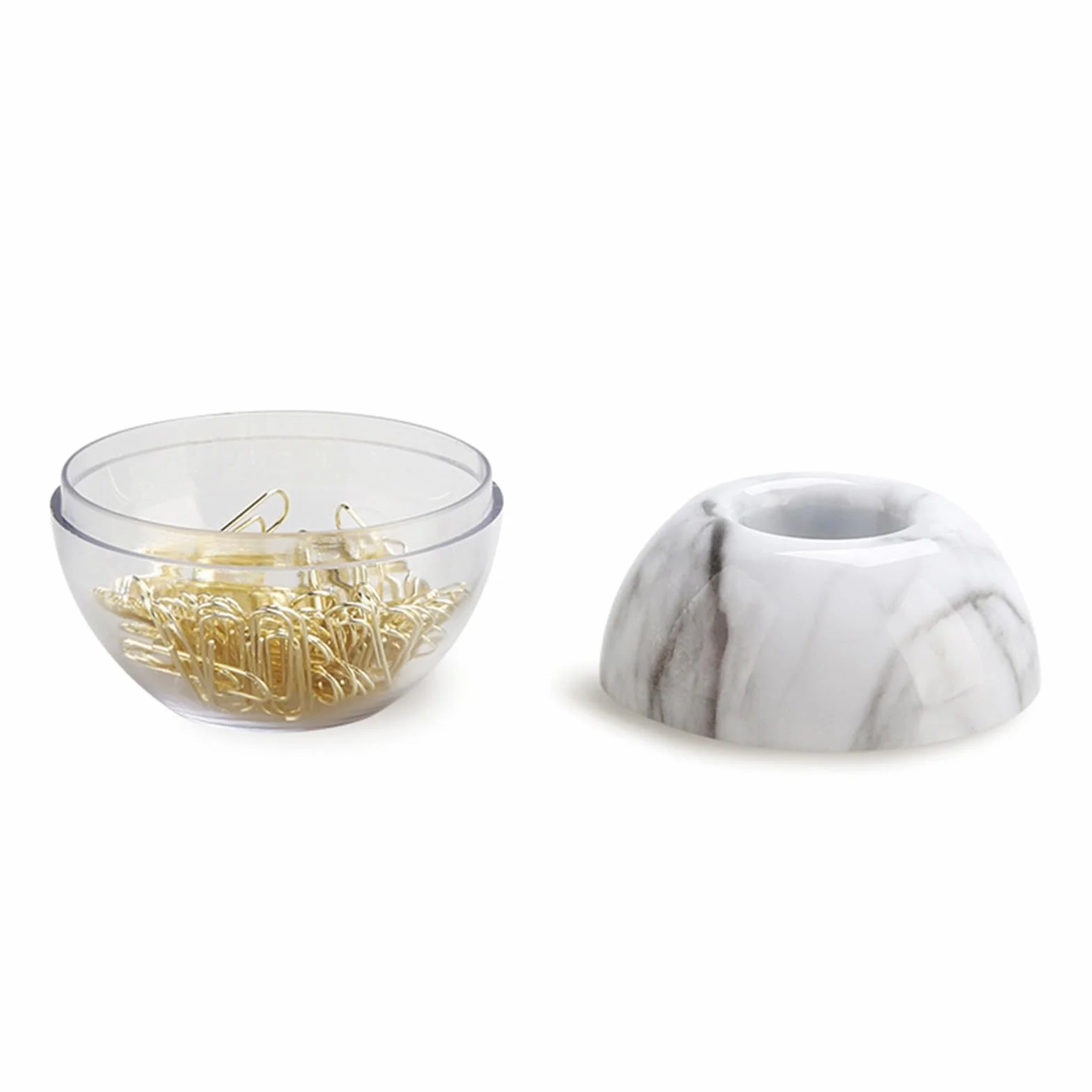Porte-trombones magnétique marbre métallique brillant, 100 clips, organisateur bureau boîte rangement blanc