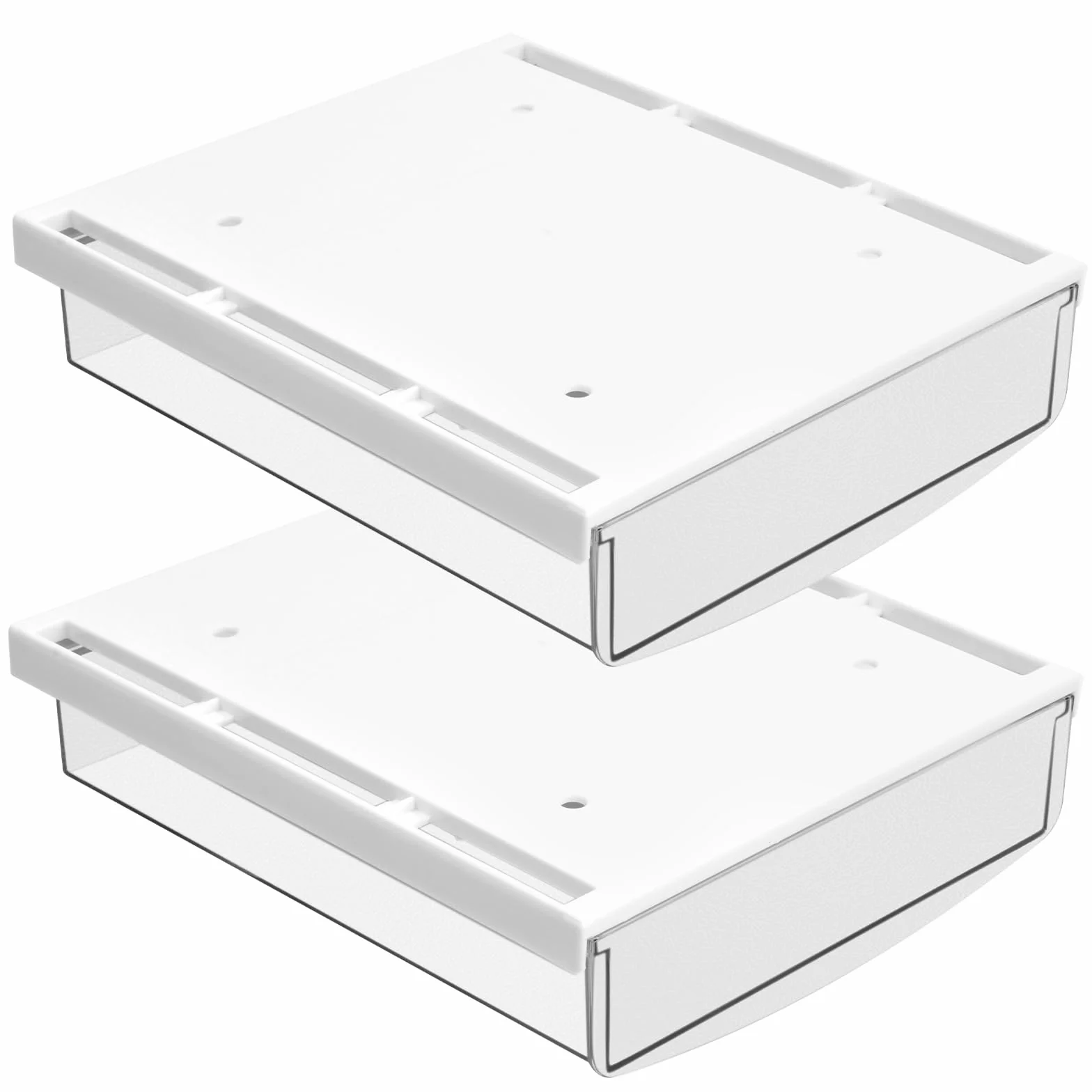 Lot de 2 Tiroir Sous Bureau 21x18x5,4 cm Boîte de Rangement Blanc Mat