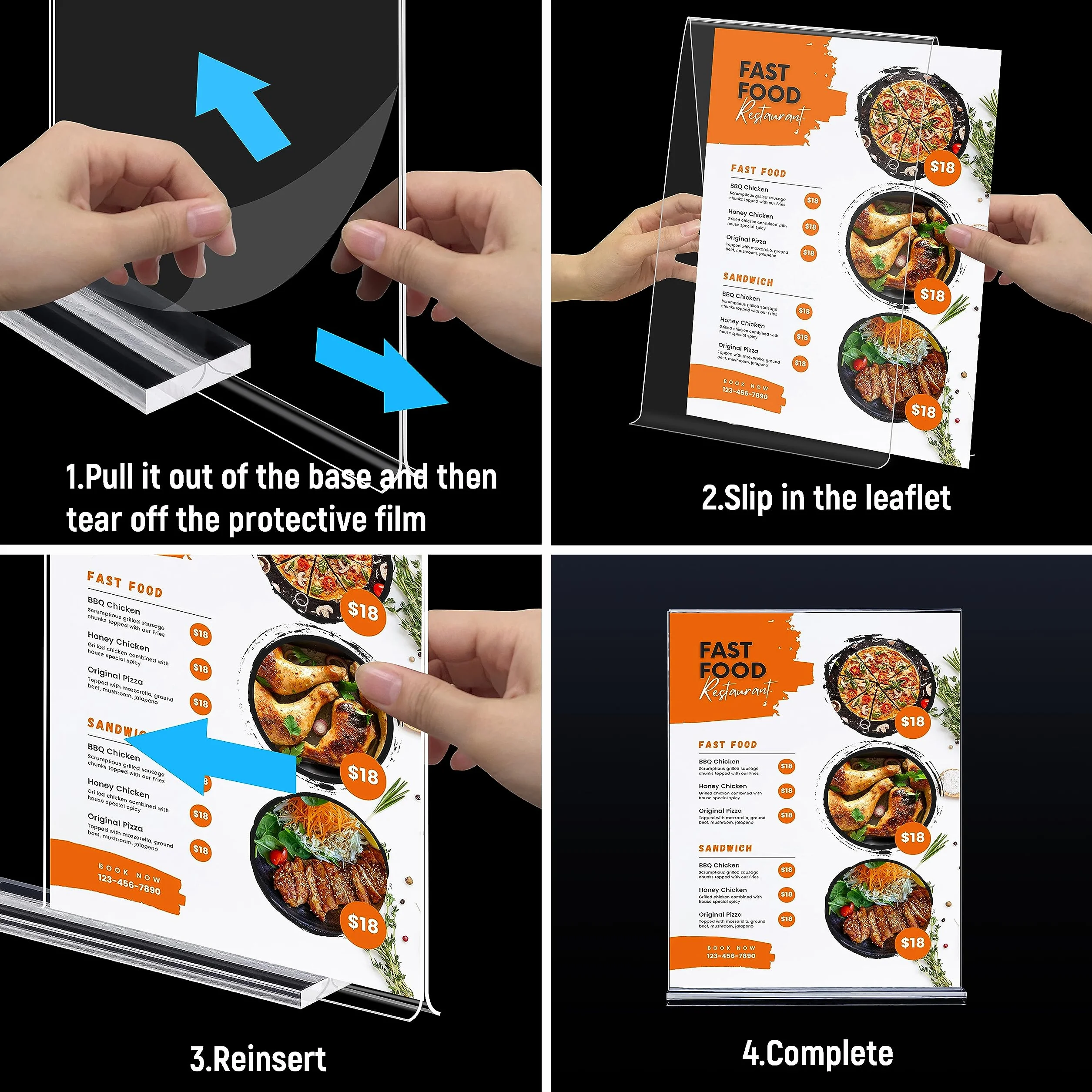 Présentoir A4 Transparent Porte Affiche Comptoir Publicité Cadre Photo