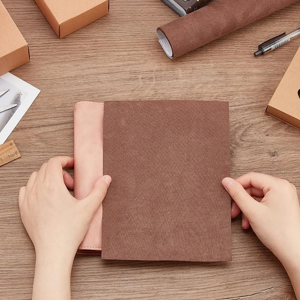 OLYCRAFT Simili Cuir Tissu Couverture de Livre 100x43cm café pour Reliure de Livres