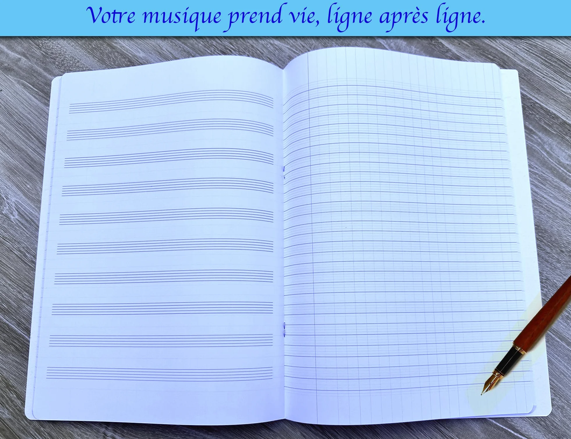 Cahier de Musique 40 Pages Portées 21x30 cm Couverture Personnalisable Batterie