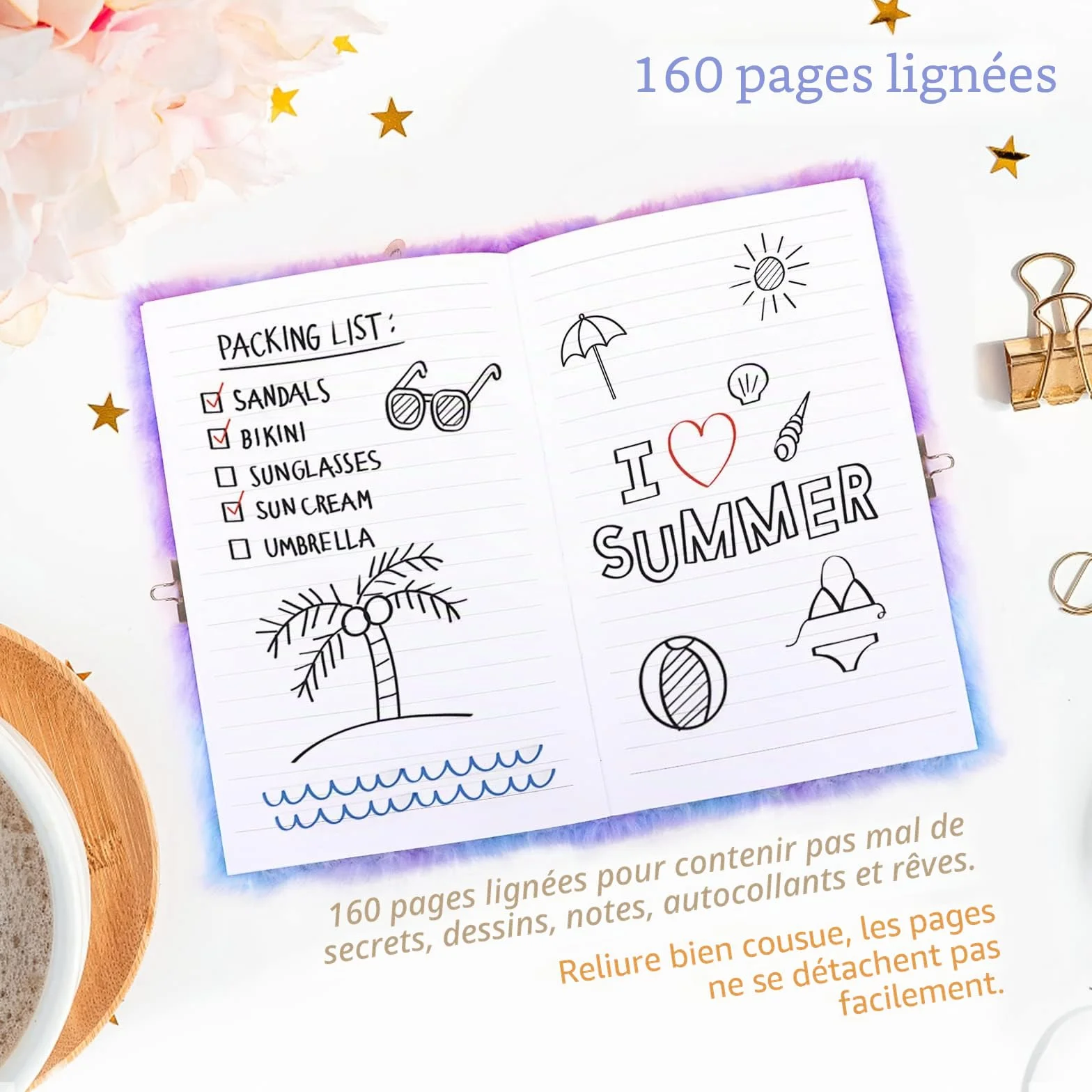 Journal Intime Fille 6 Pièces Carnet Secret Licorne Enfant avec Cadenas et Clé A5 160 Pages