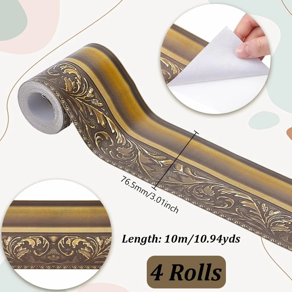 UNICRAFTALE Bordure Cadre Doré 40M 76.5mm Rouleau Droit pour Tableau d'Affichage Décoration