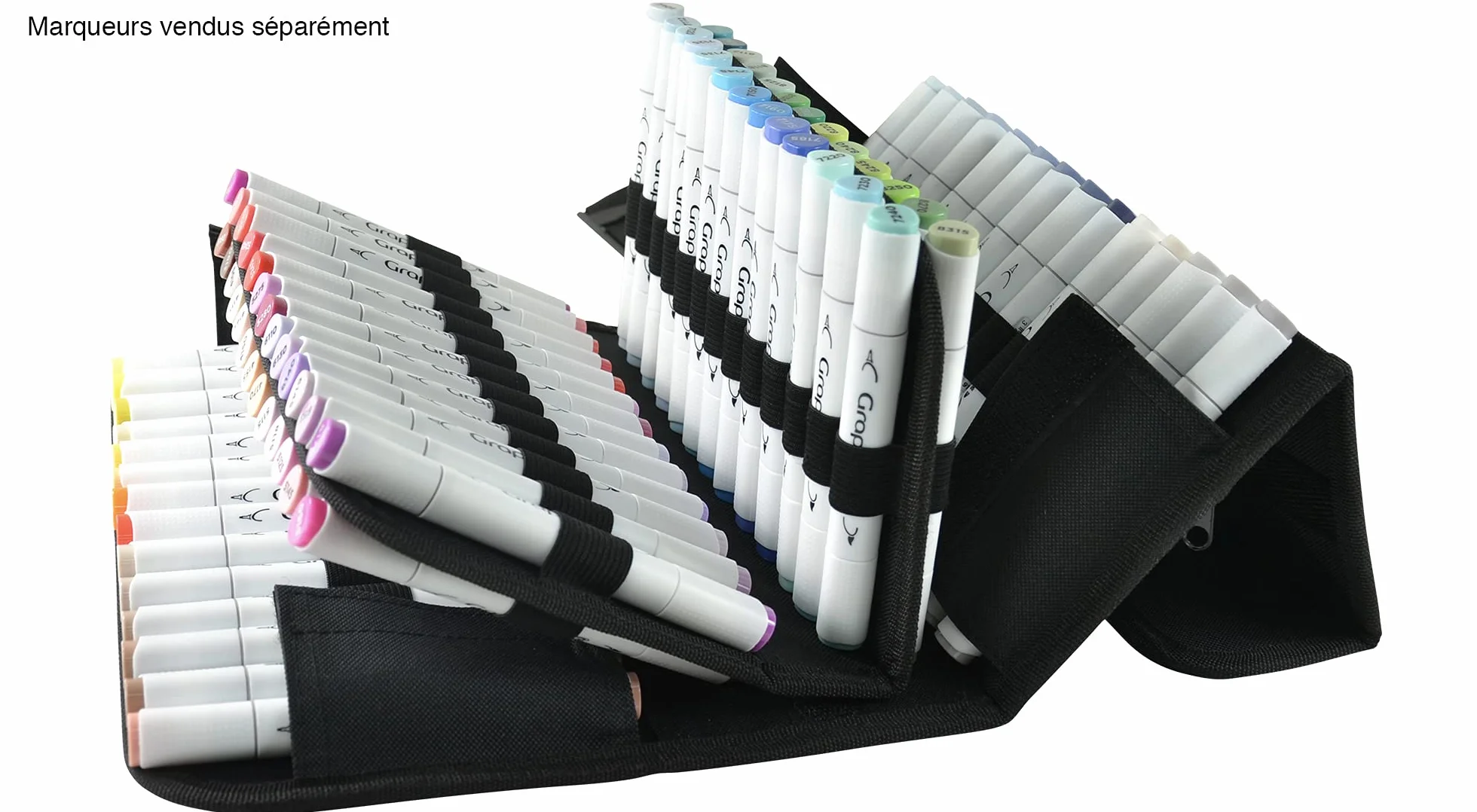 ART&GO Mallette de Transport pour 80 Marqueurs Noir Organiseur Ergonomique 6 Rangées Transparentes