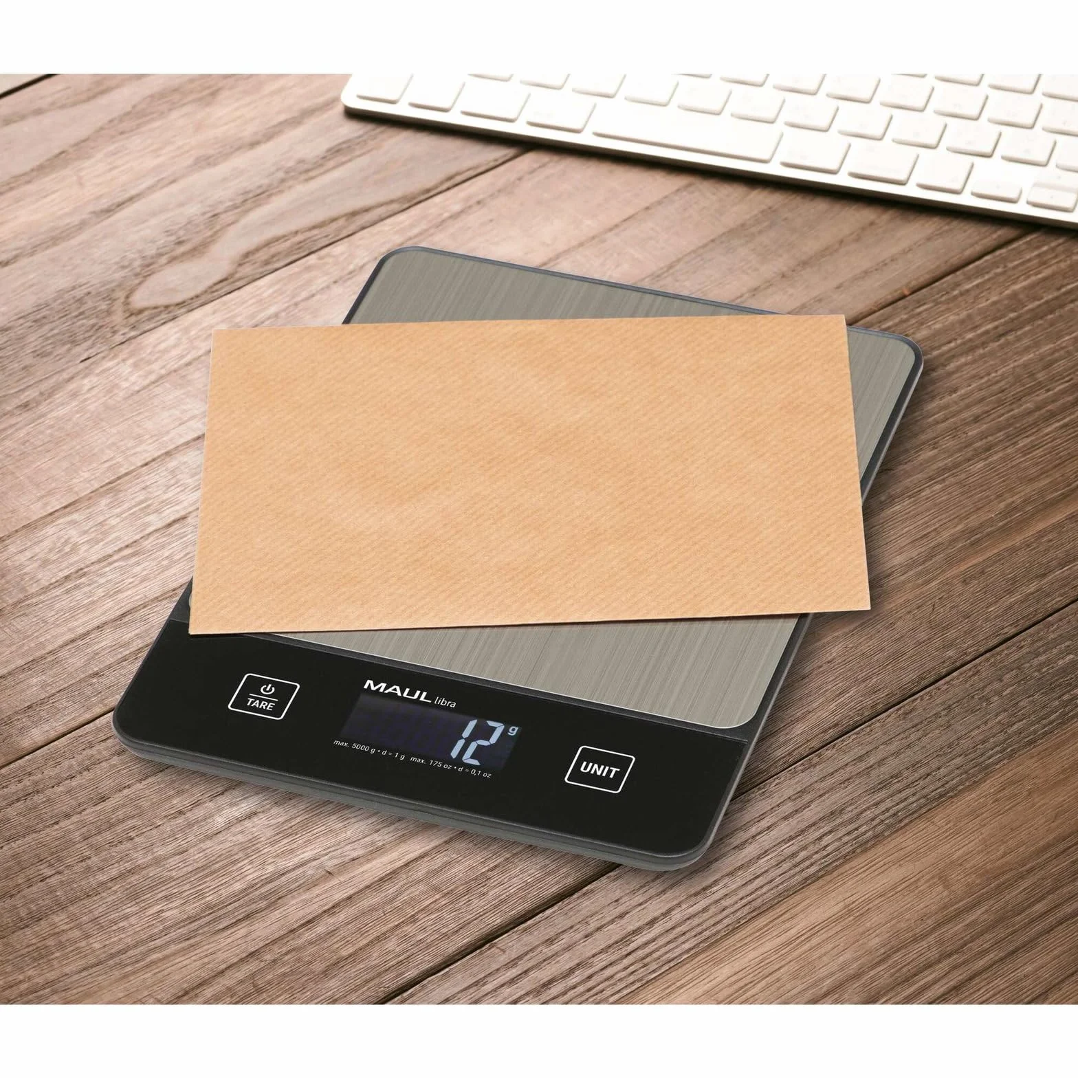 MAUL Balance lettres électronique écran LCD inox 5 kg 19,7 x 14,7 x 1,6 cm