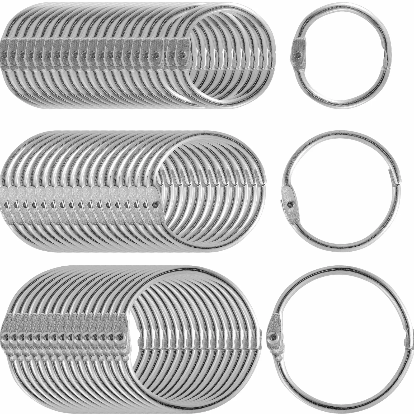 Anneaux de Reliure Métalliques 20mm 25mm 30mm Argent Lot de 150 - Oeillets Classeur