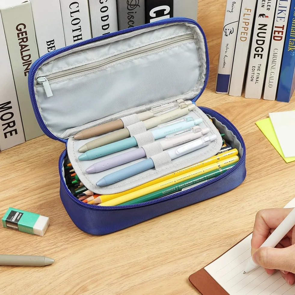 OFFCUP Trousse à Crayons Pliable Grande Capacité 2 Compartiments Motif Dessin Animé Fournitures Scolaire