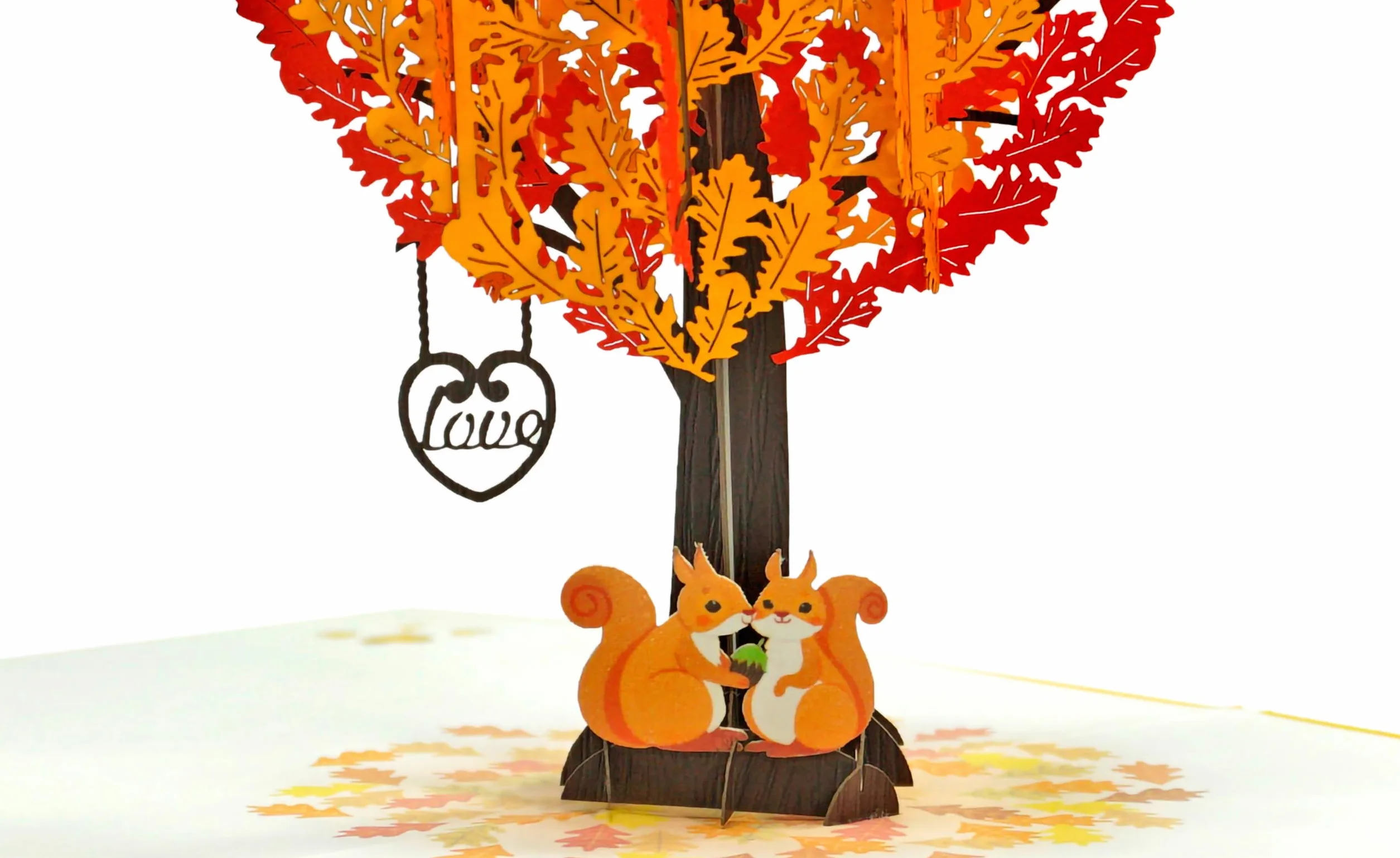 Carte Anniversaire Pop Up 3D Écureuils Arbre Coeur