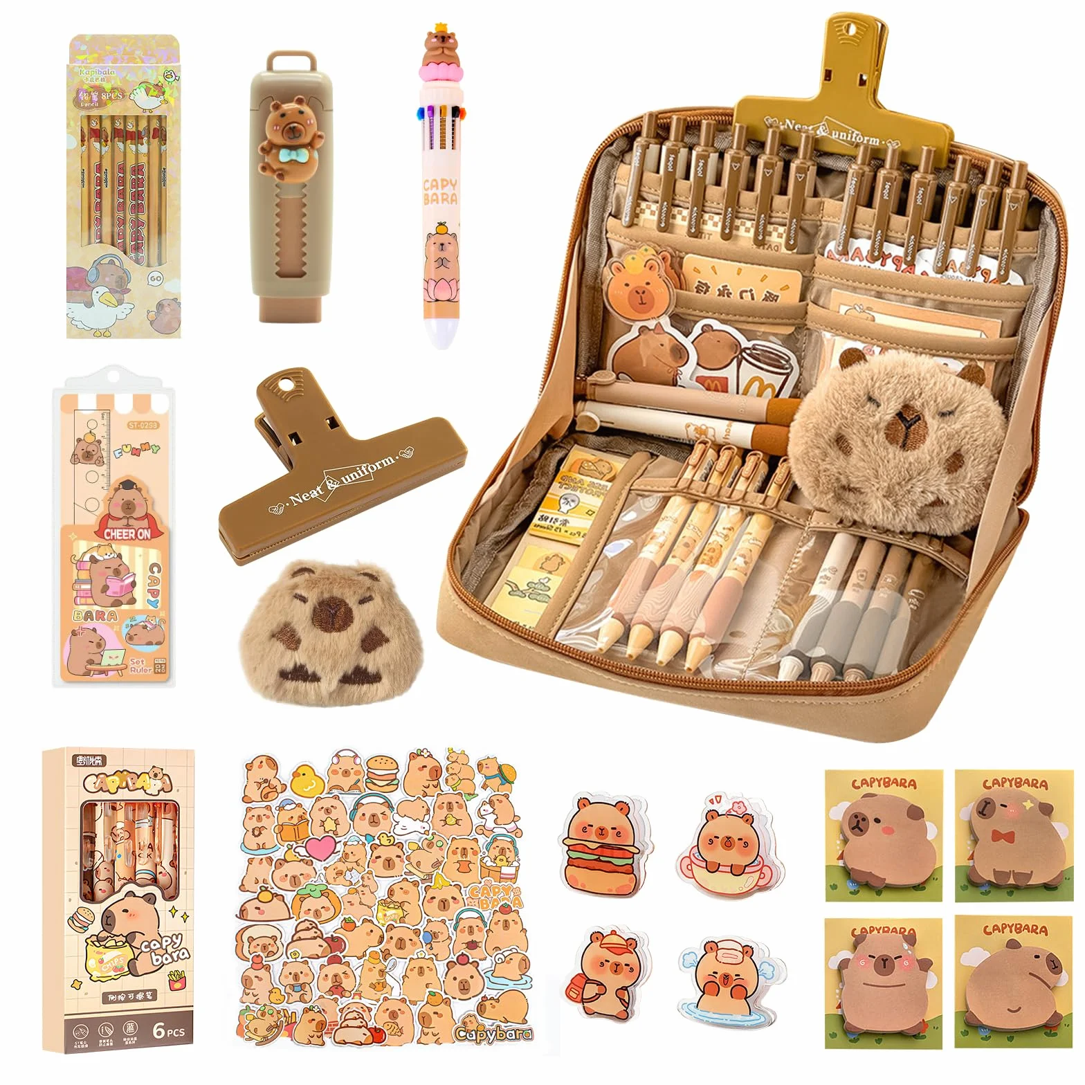 Trousse à Crayons Grande Capacité 81 Pièces Ensemble Papeterie Kawaii pour École Étudiants Enfants