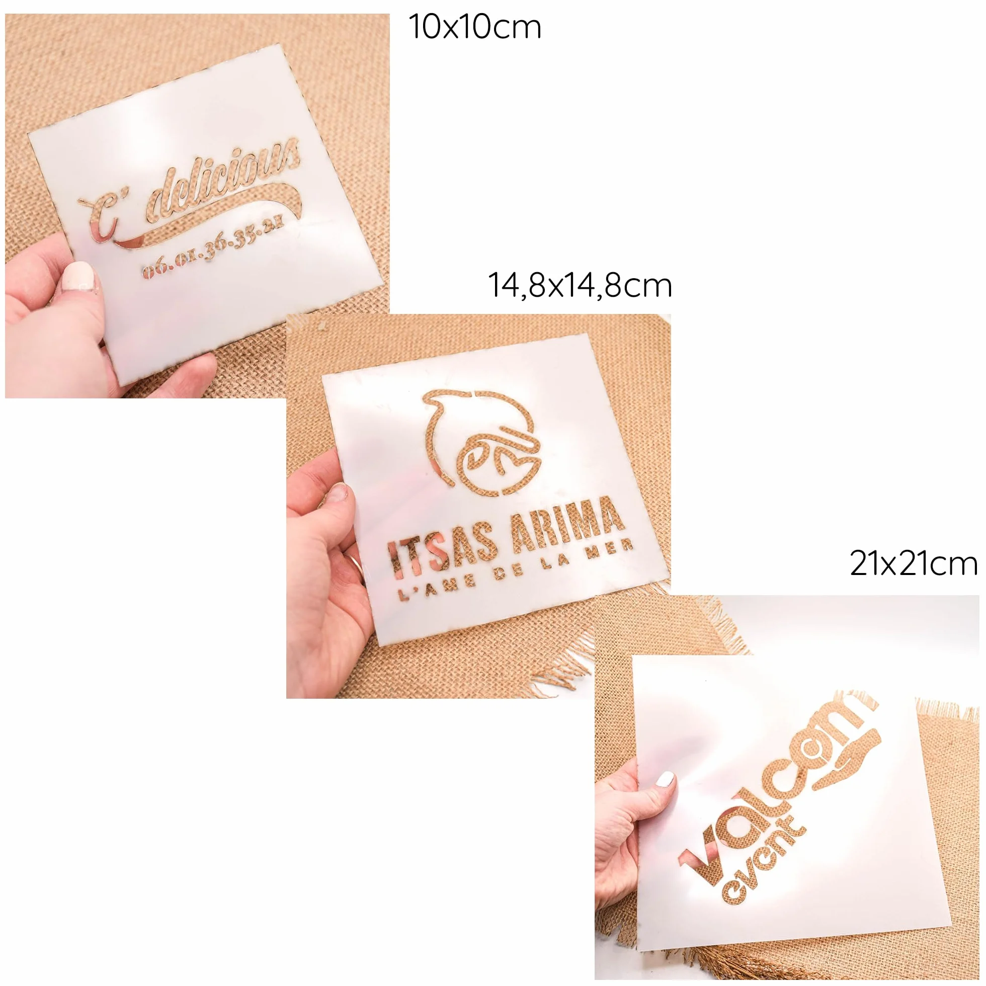 Pochoir personnalisé réutilisable motif logo texte décoration gâteau biscuits peinture mural aérographe