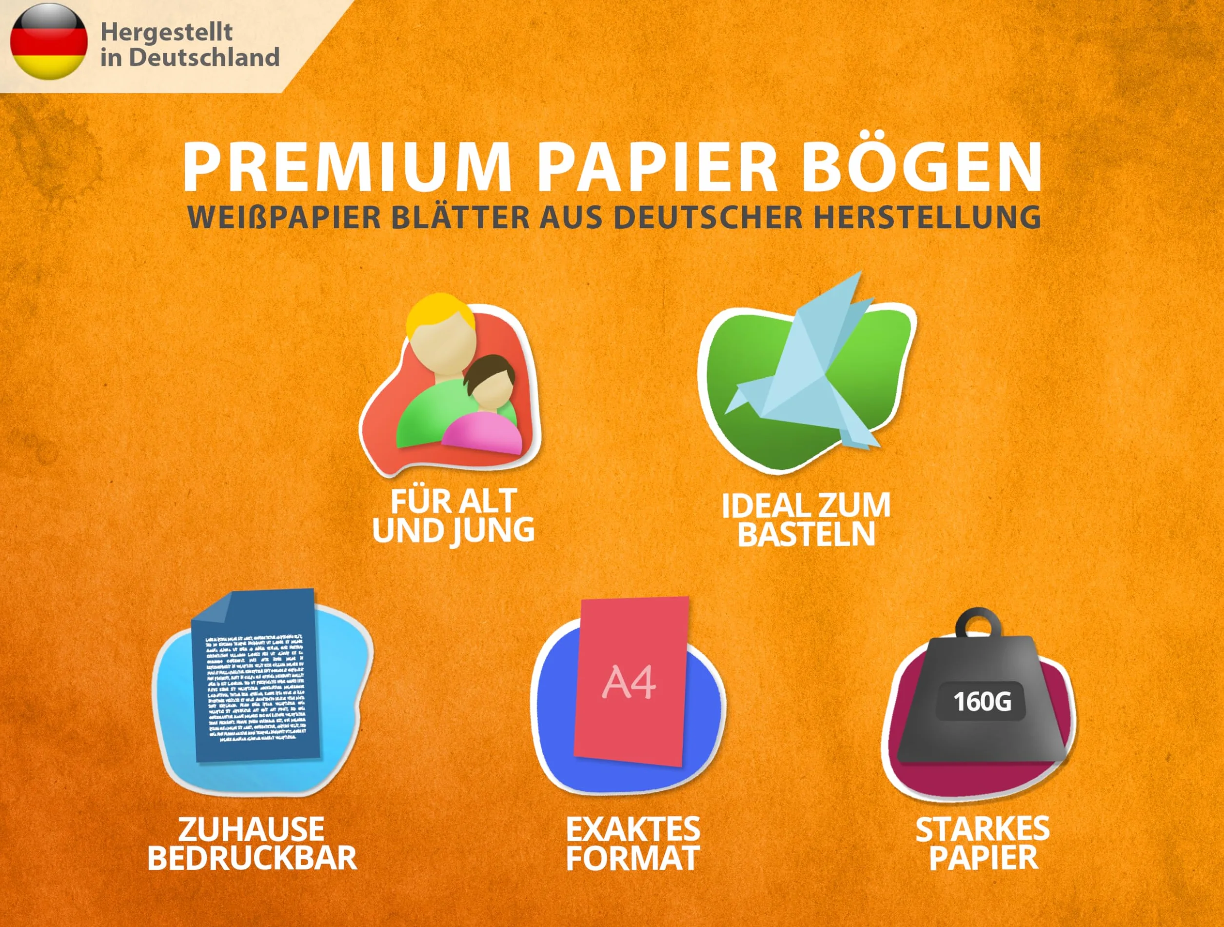 Papier pour imprimante 160g/m² A4 21x29,7 cm blanc pur premium Made in Germany