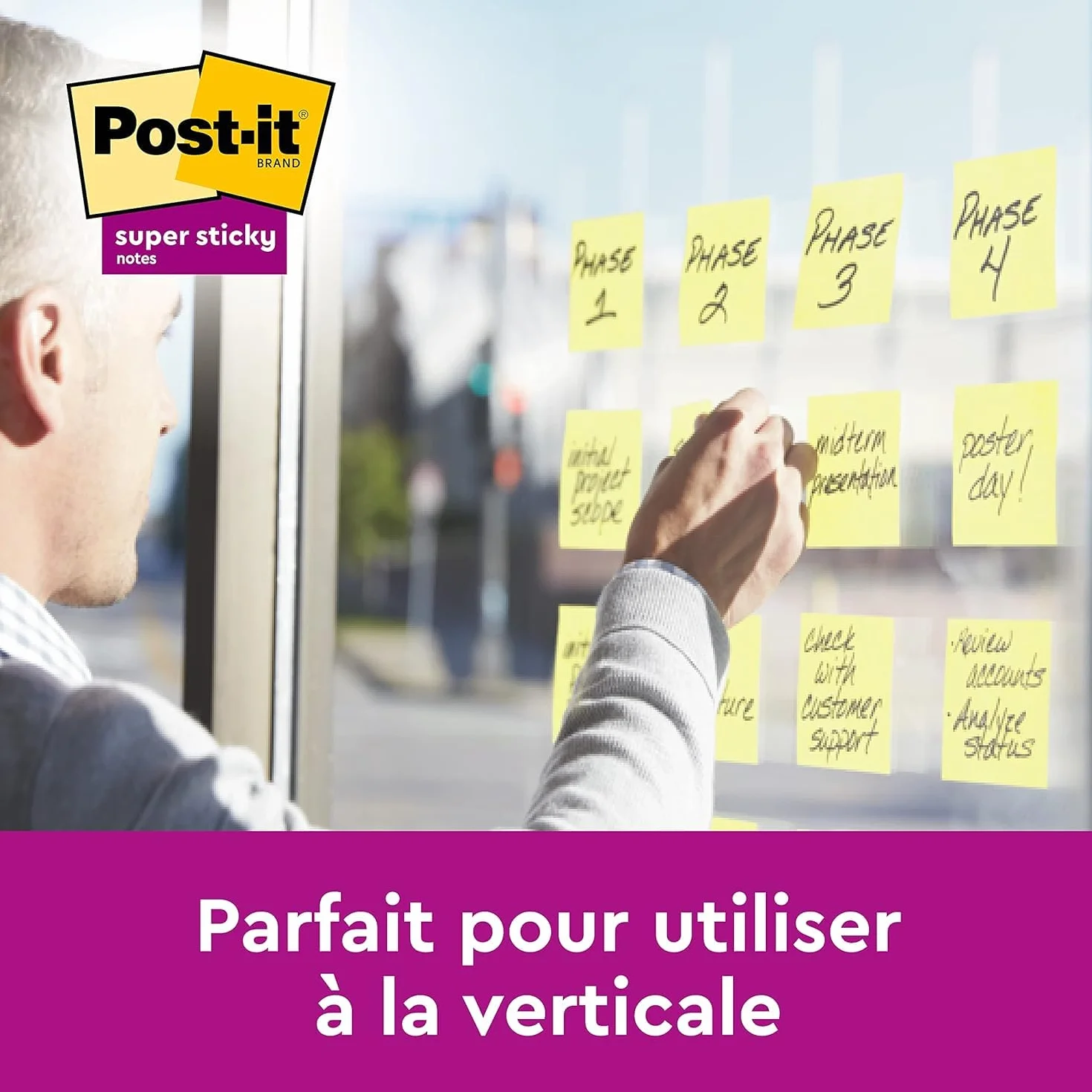 Post-it Notes Autocollantes Super Sticky, Pack Promo 8 Blocs + 4 Gratuits, 90 Feuilles par Bloc, 47,6 mm x 47,6 mm