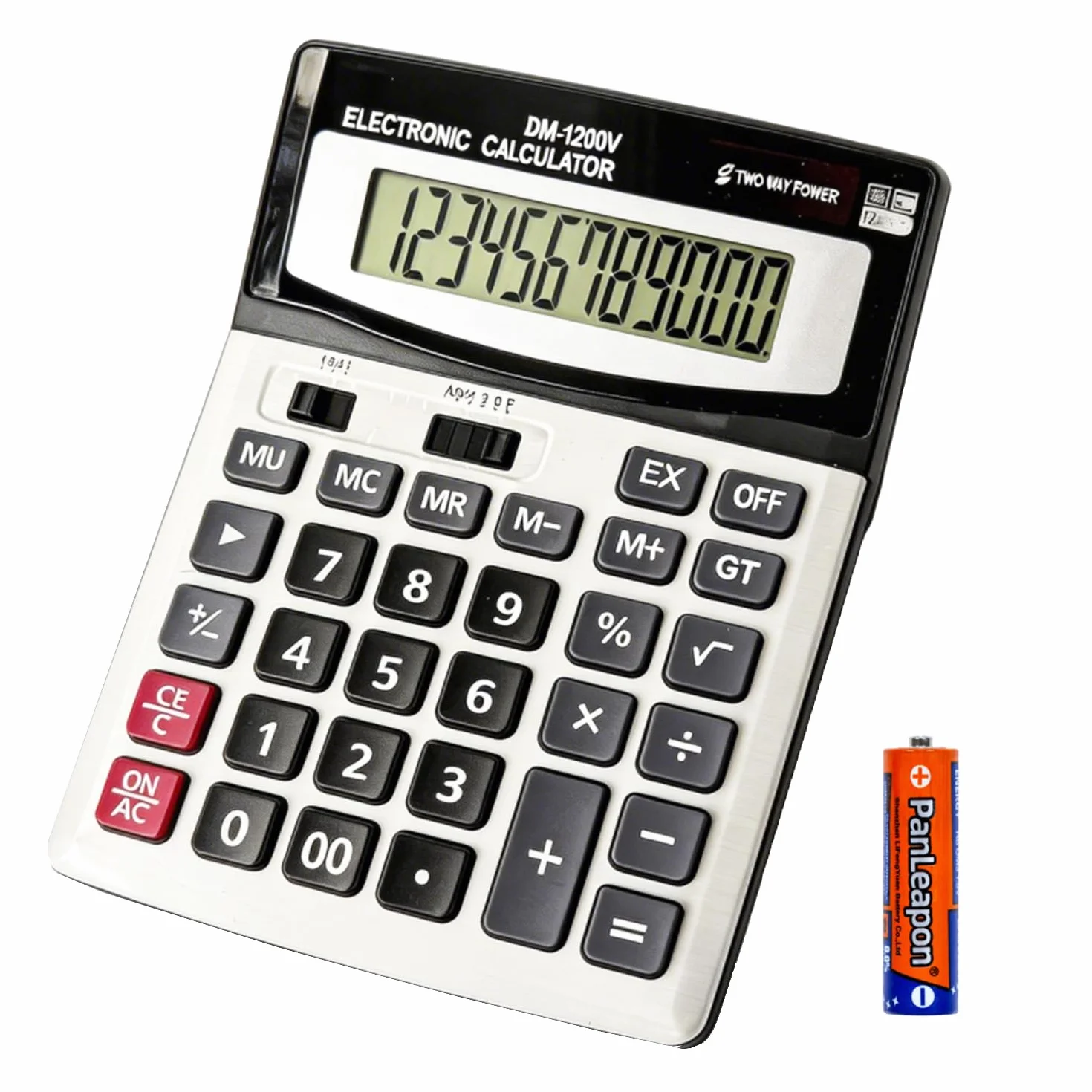 Calculatrice de bureau 12 chiffres grand écran LCD double énergie solaire et batterie YE1200V