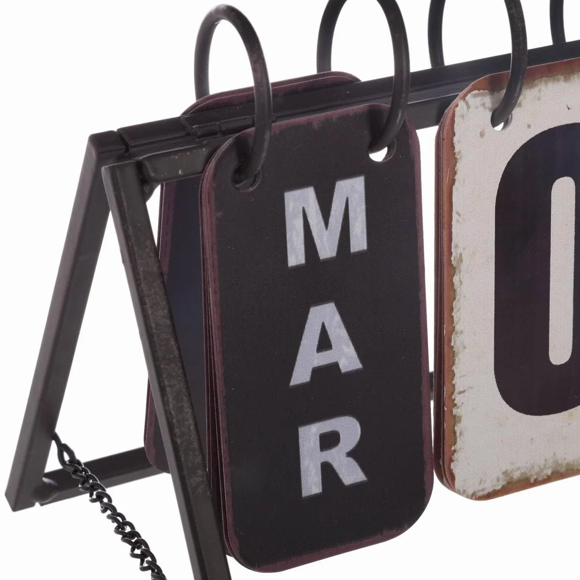 Atmosphera Calendrier Vintage métal noir et blanc 27x15 cm