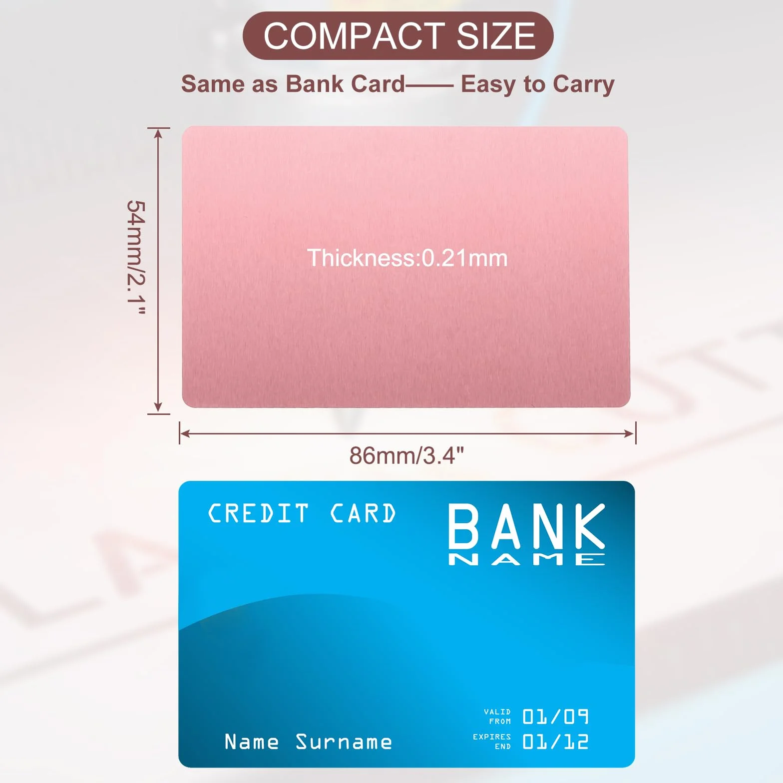 PATIKIL Cartes de visite en métal 0,21 mm aluminium or rose 100 paquets pour gravure laser DIY