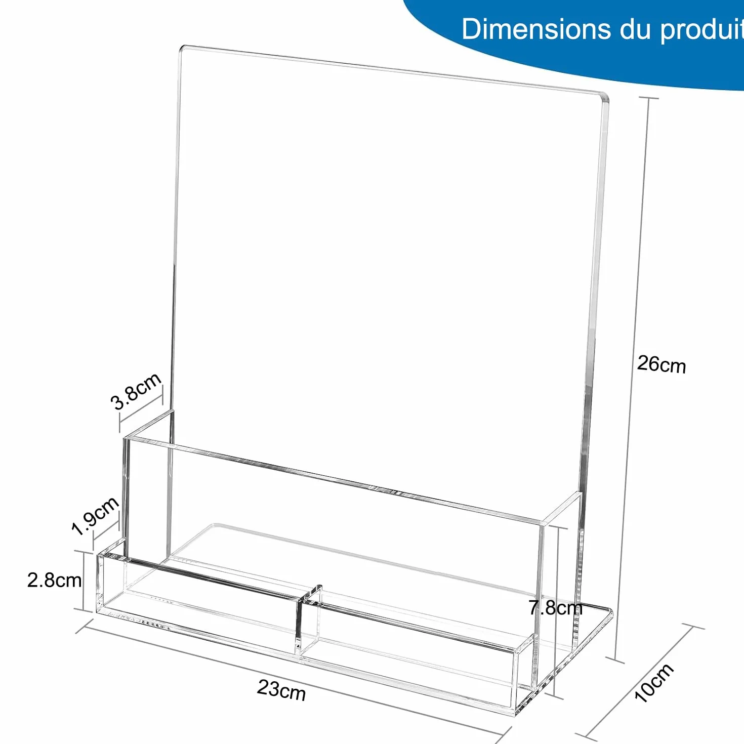 Lot de 2 porte-brochures A4 en acrylique transparent avec porte-cartes de visite intégré