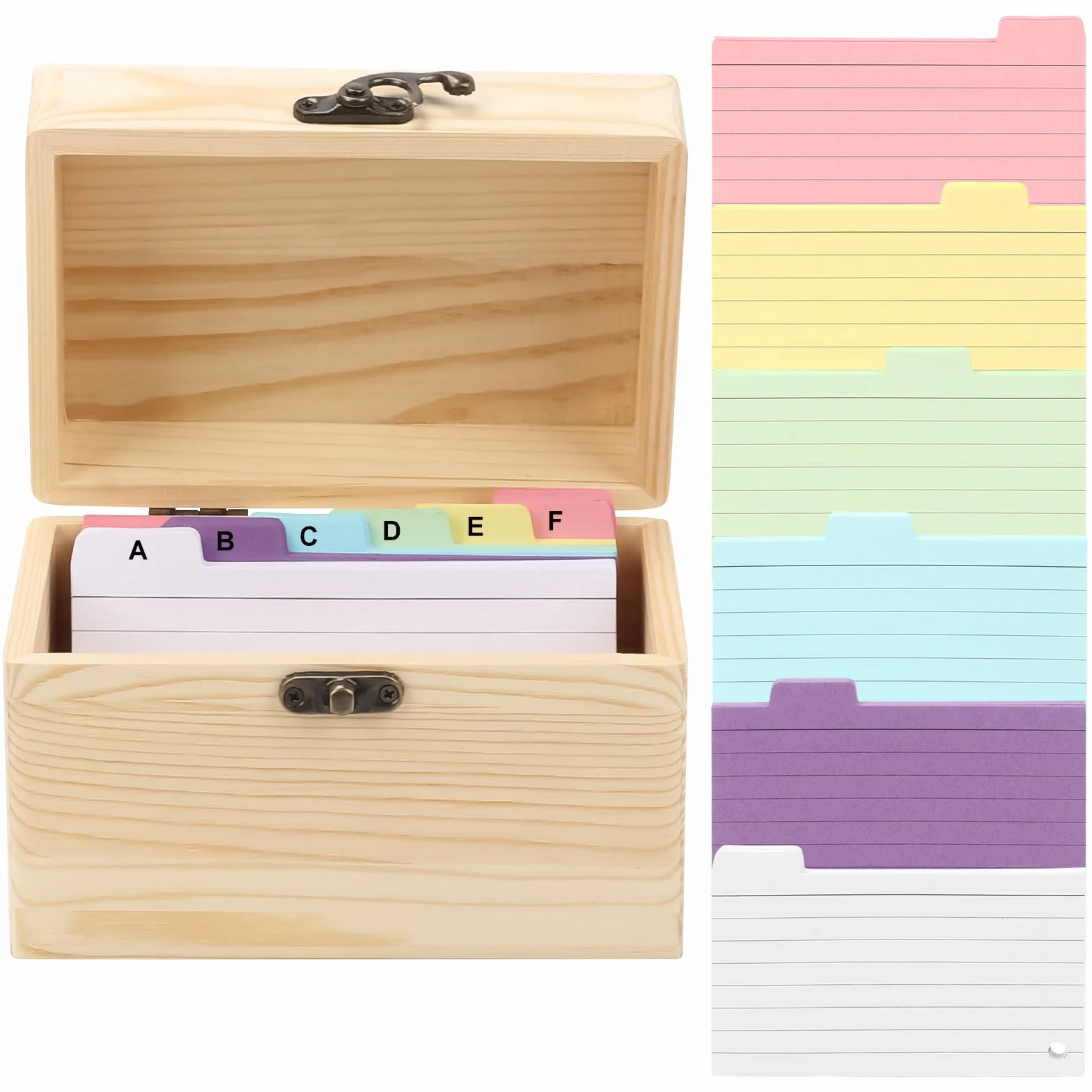Caisse en bois A6 robuste 15 x 10,4 x 10 cm avec 150 jetons boîte de recettes pour voyage vocabulaire apprentissage