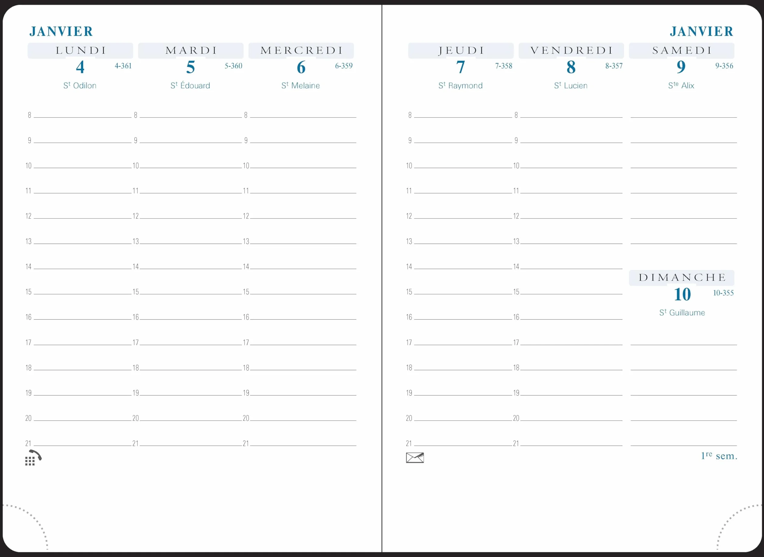 Exacompta Agenda semainier de poche SAS 13 Eden 9 x 13 cm Août 2026 à août 2027