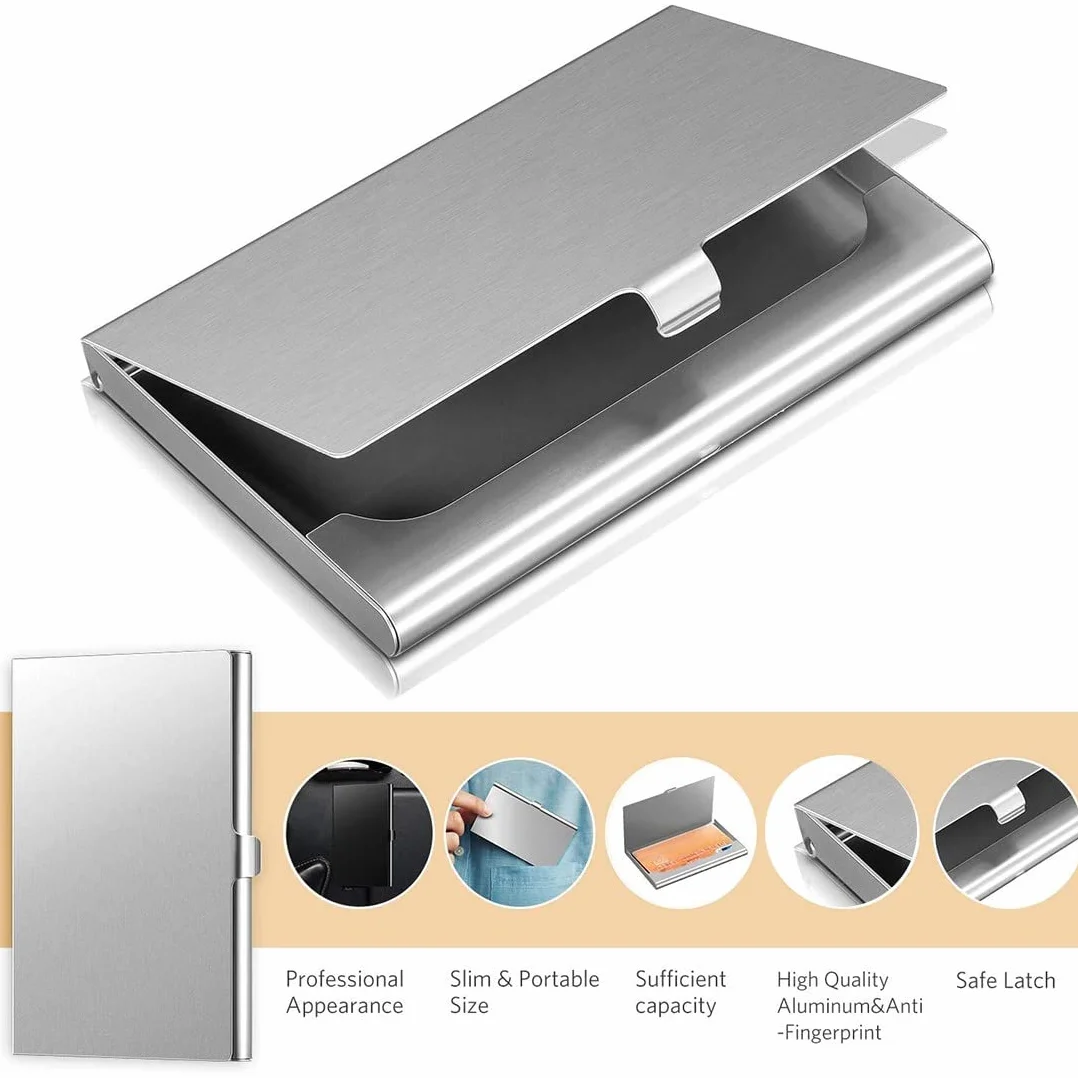 Étuis pour Cartes de Visite en Aluminium et Acier Inoxydable, 2 Pièces, Porte-cartes Léger