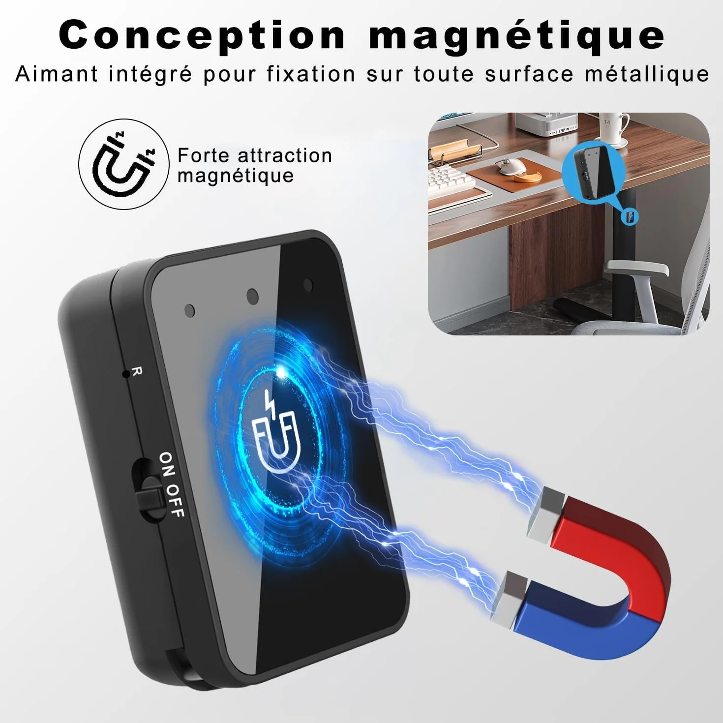 Enregistreur Vocal Magnétique 16 Go Réduction du Bruit USB-C Rechargeable Audio Portable
