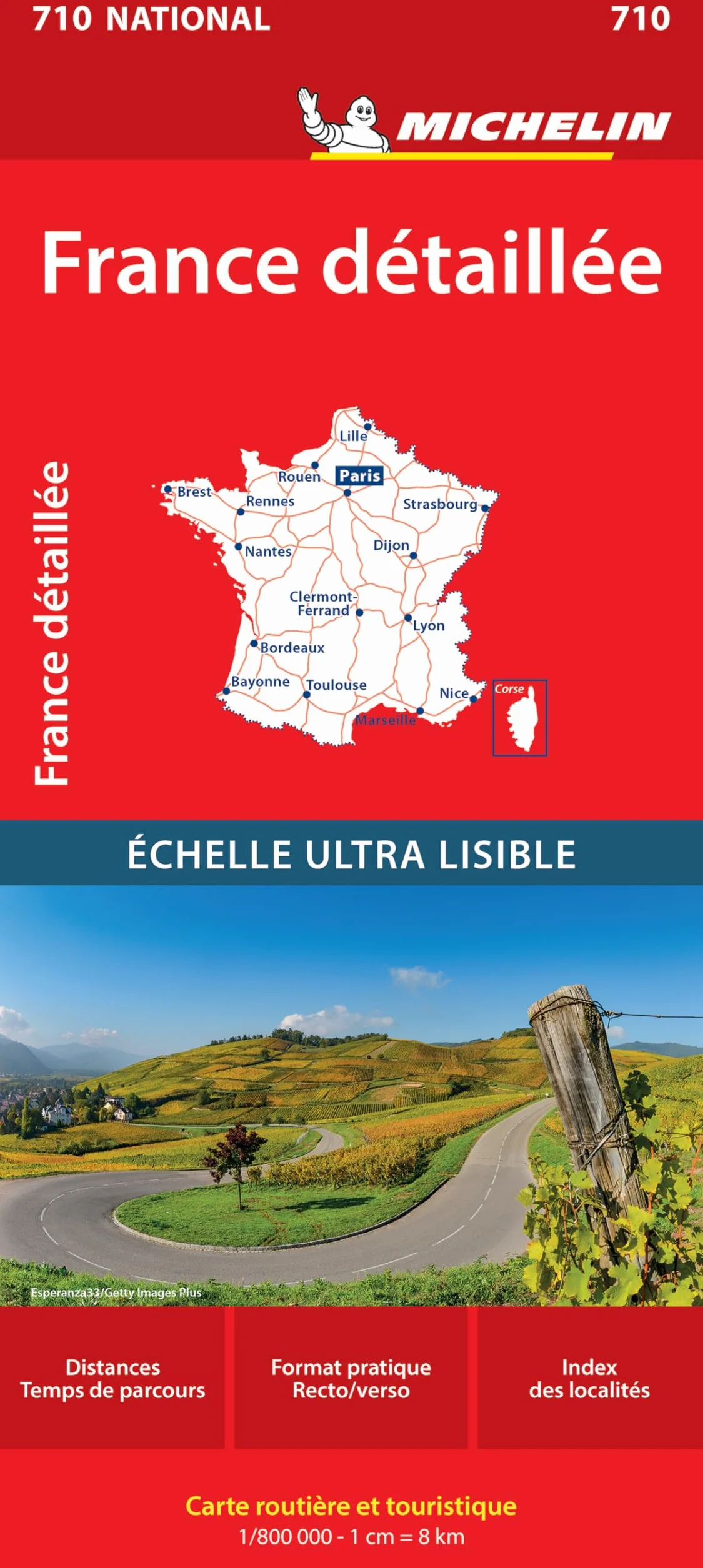 Carte Nationale France détaillée 1/800 000