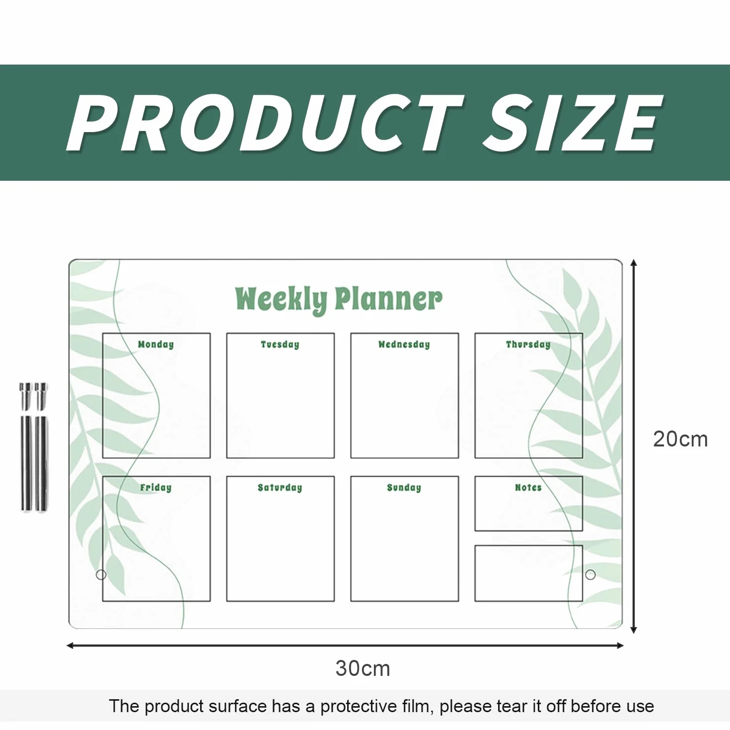 Semainier Planificateur Hebdomadaire Réutilisable Tableau Blanc Effaçable 20x30 cm