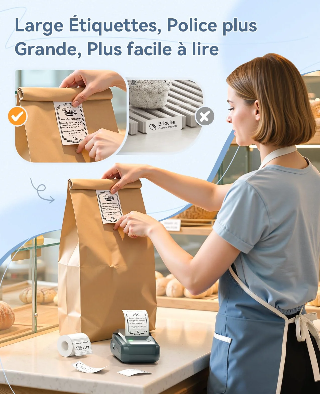 NIIMBOT B1 Étiqueteuse Portable Identification Automatique Grand Étiquettes Autocollantes 50x30mm