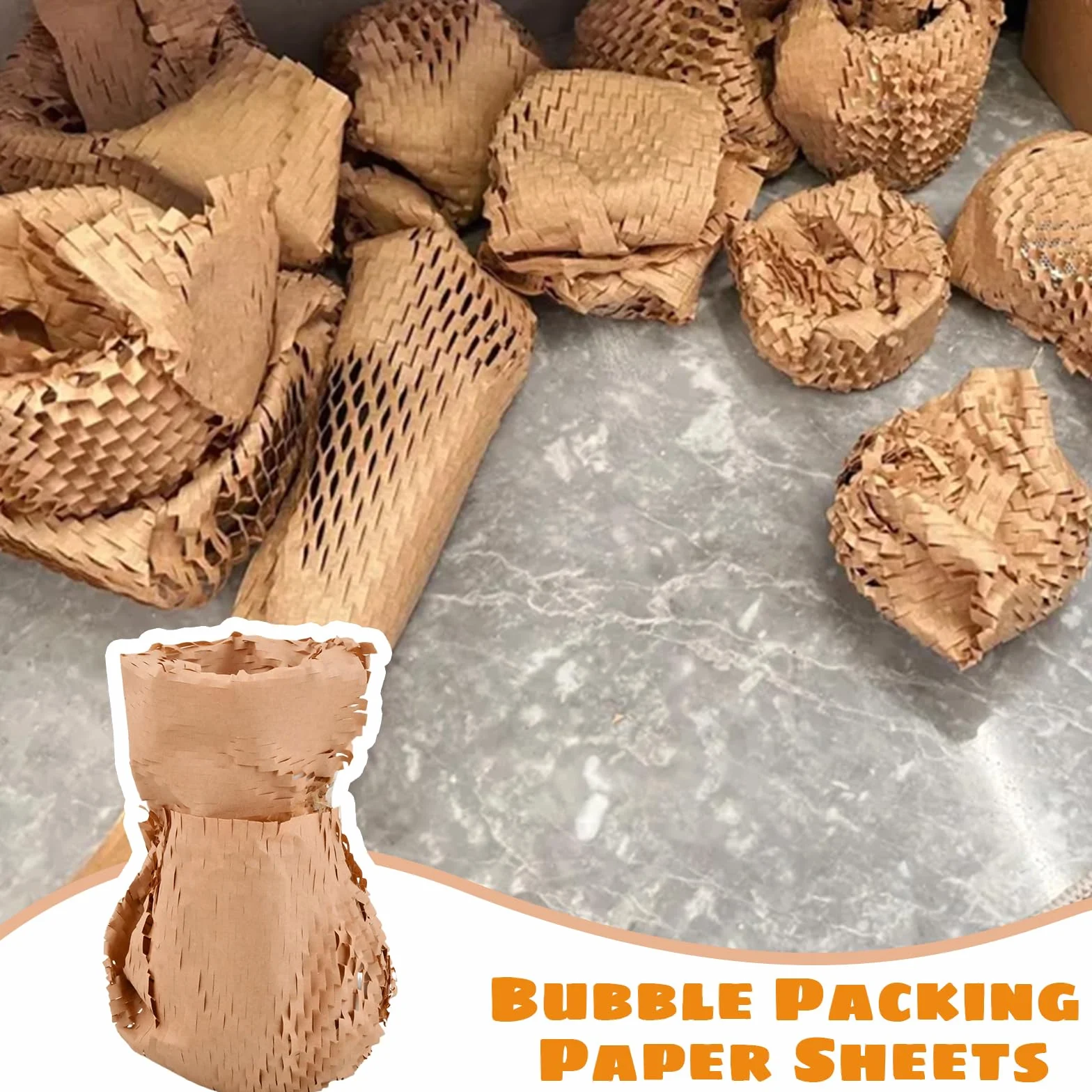 Papier d'Emballage en Nid d'Abeille 100 Feuilles, Papier Kraft Écologique pour Colis Déménagement
