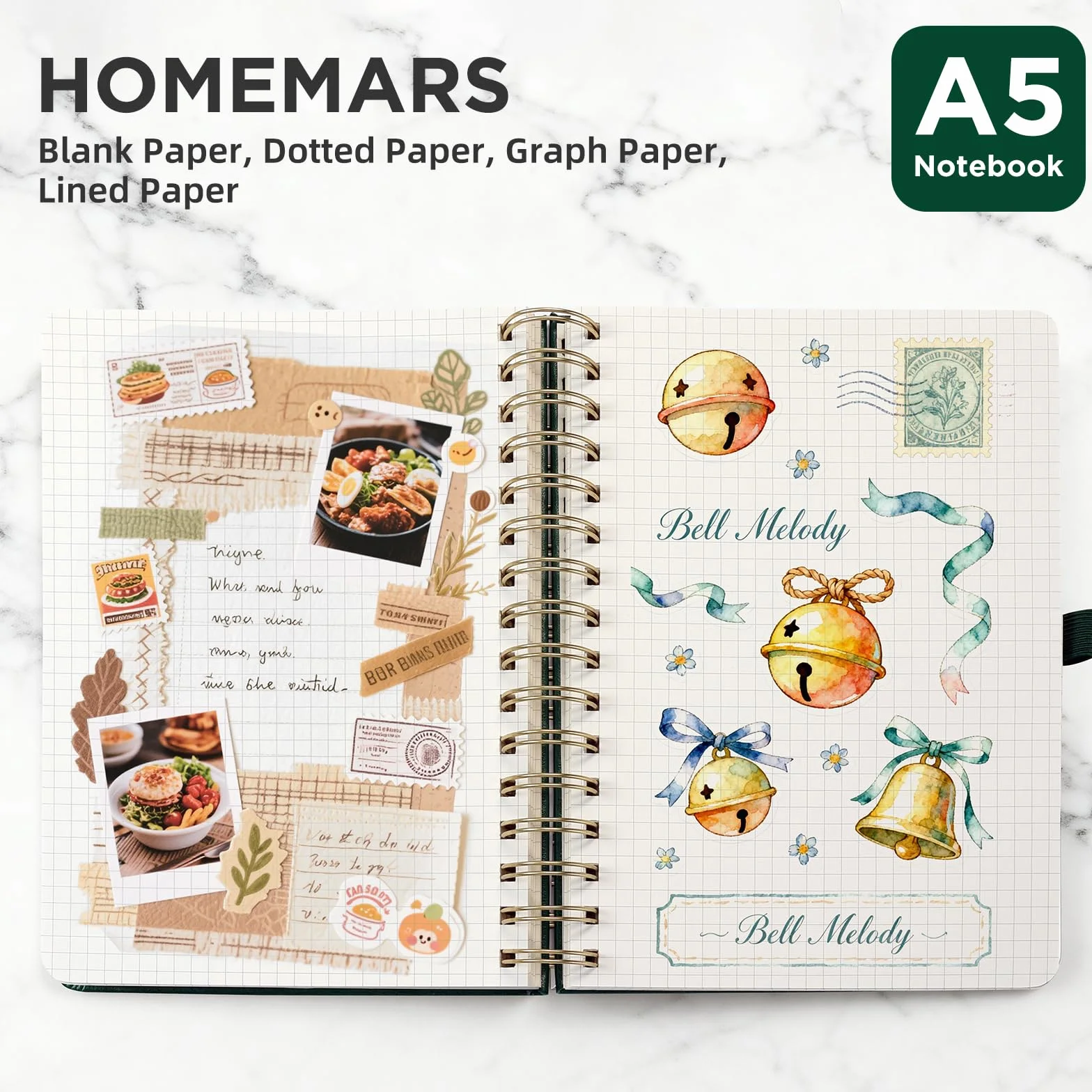 Cahier A5 Quadrillé 300 Pages 100 g/m² 14,8 x 21 cm Couverture Cuir HOMEMARS
