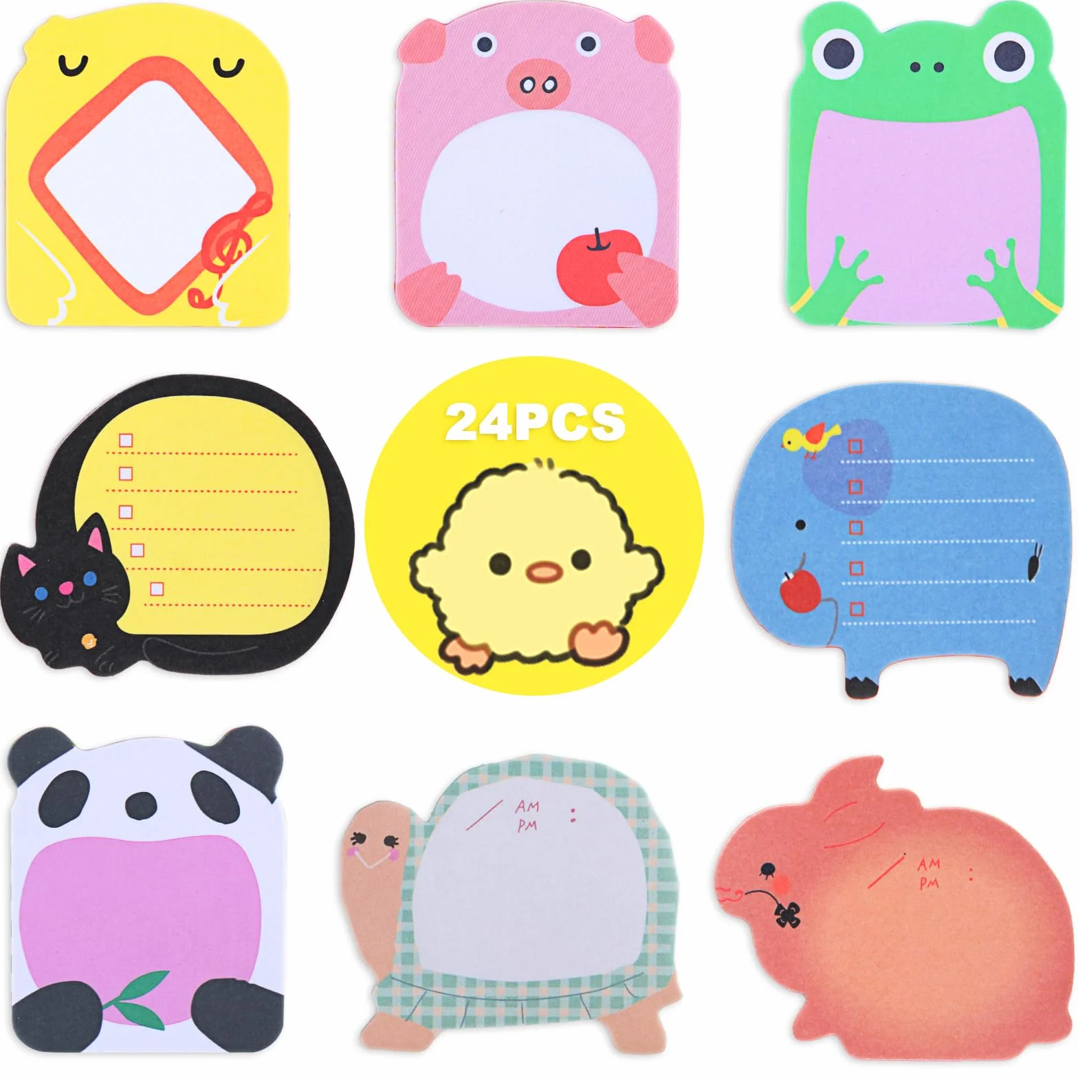 Blocs de notes adhésives animaux pour sachets de fête, motifs dessins animés maison bureau
