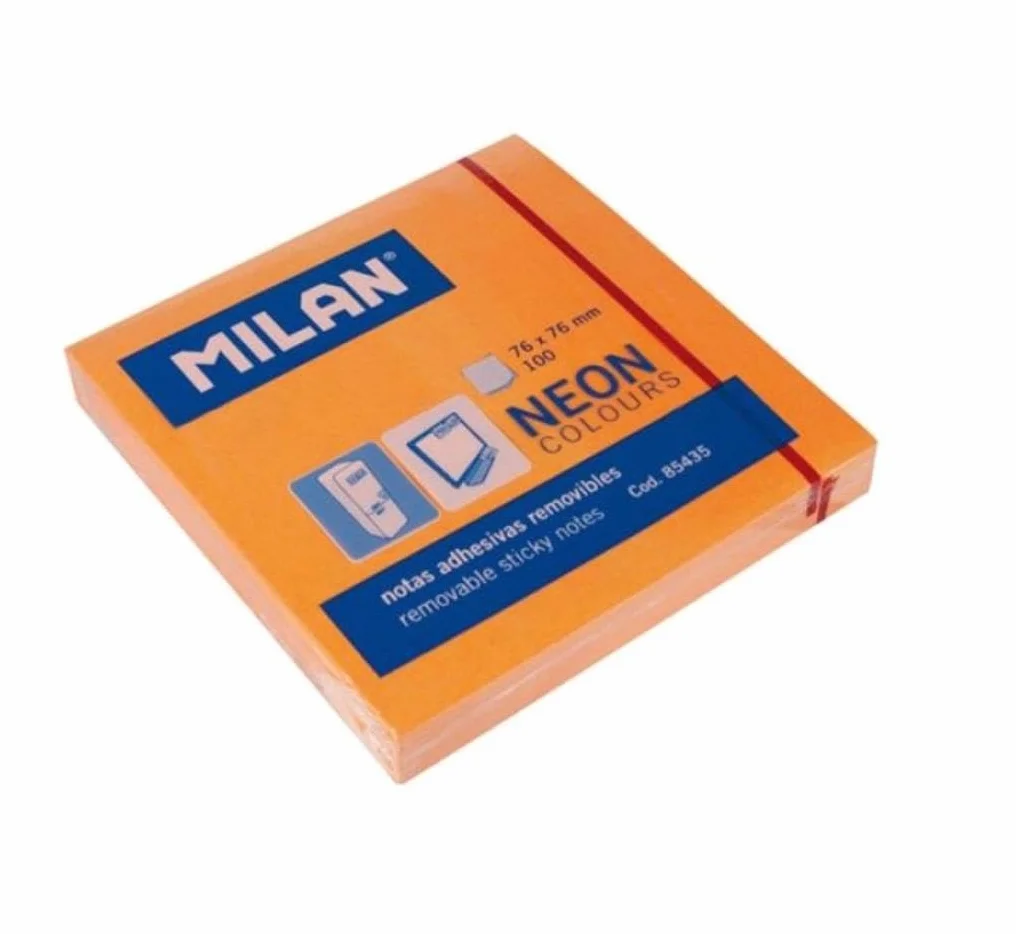 Bloc 100 notes adhésives orange Fluo 76 x 76 mm