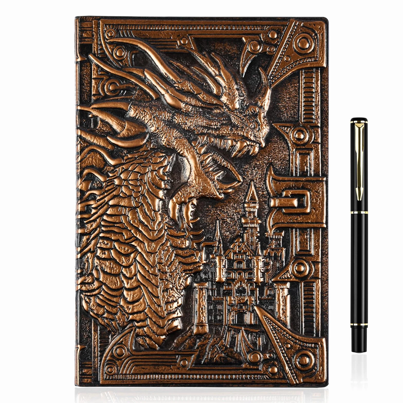 OFFCUP A5 Carnet de Notes Ligné Vintage 200 Pages Dragon