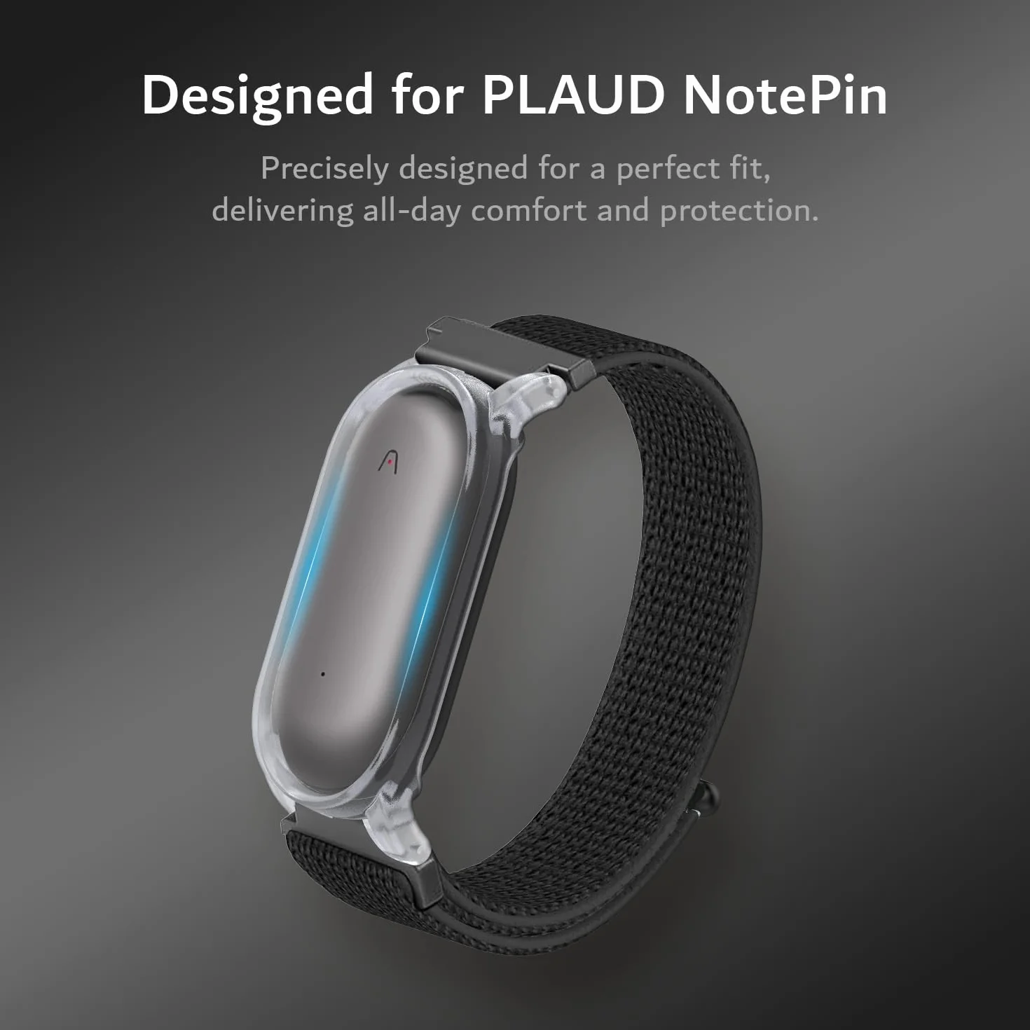 TUDIA Étui PC à Clipser Bracelet en Nylon réglable Compatible PLAUD NotePin AI Sangle légère Noir